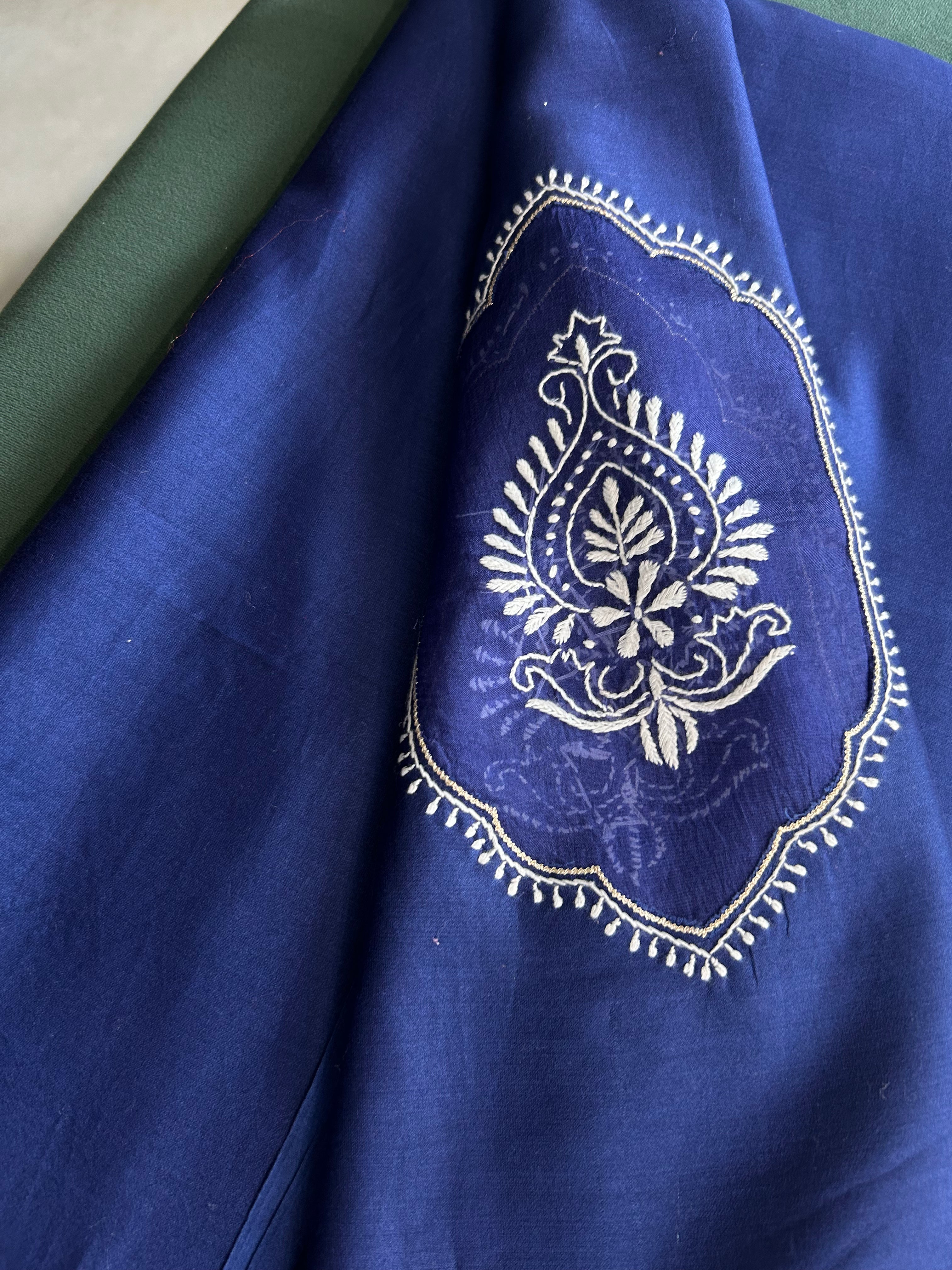 Cobalt Blue Chanderi Silk Chikankari Kurta Set