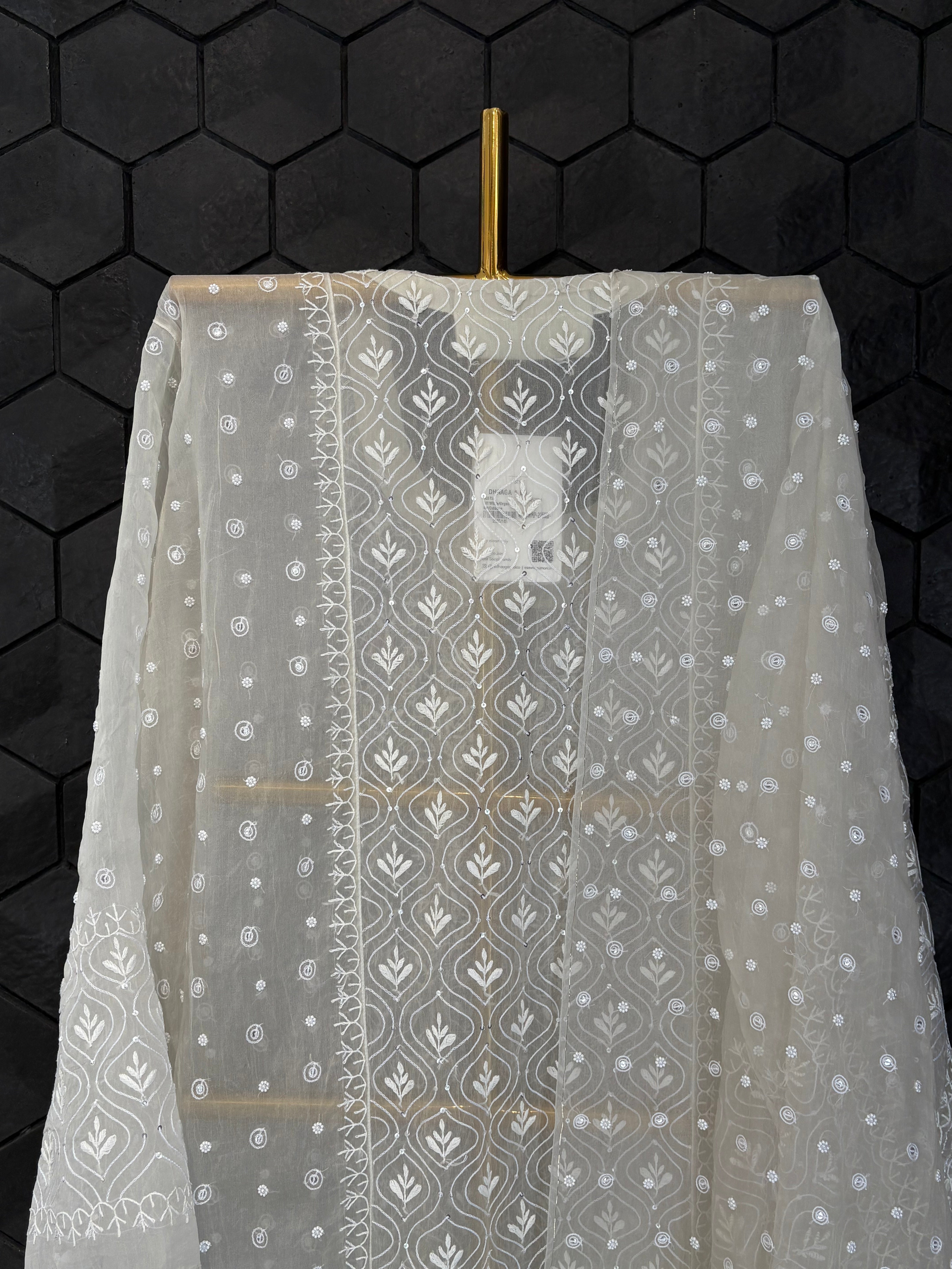 Off White Chikankari Organza Set