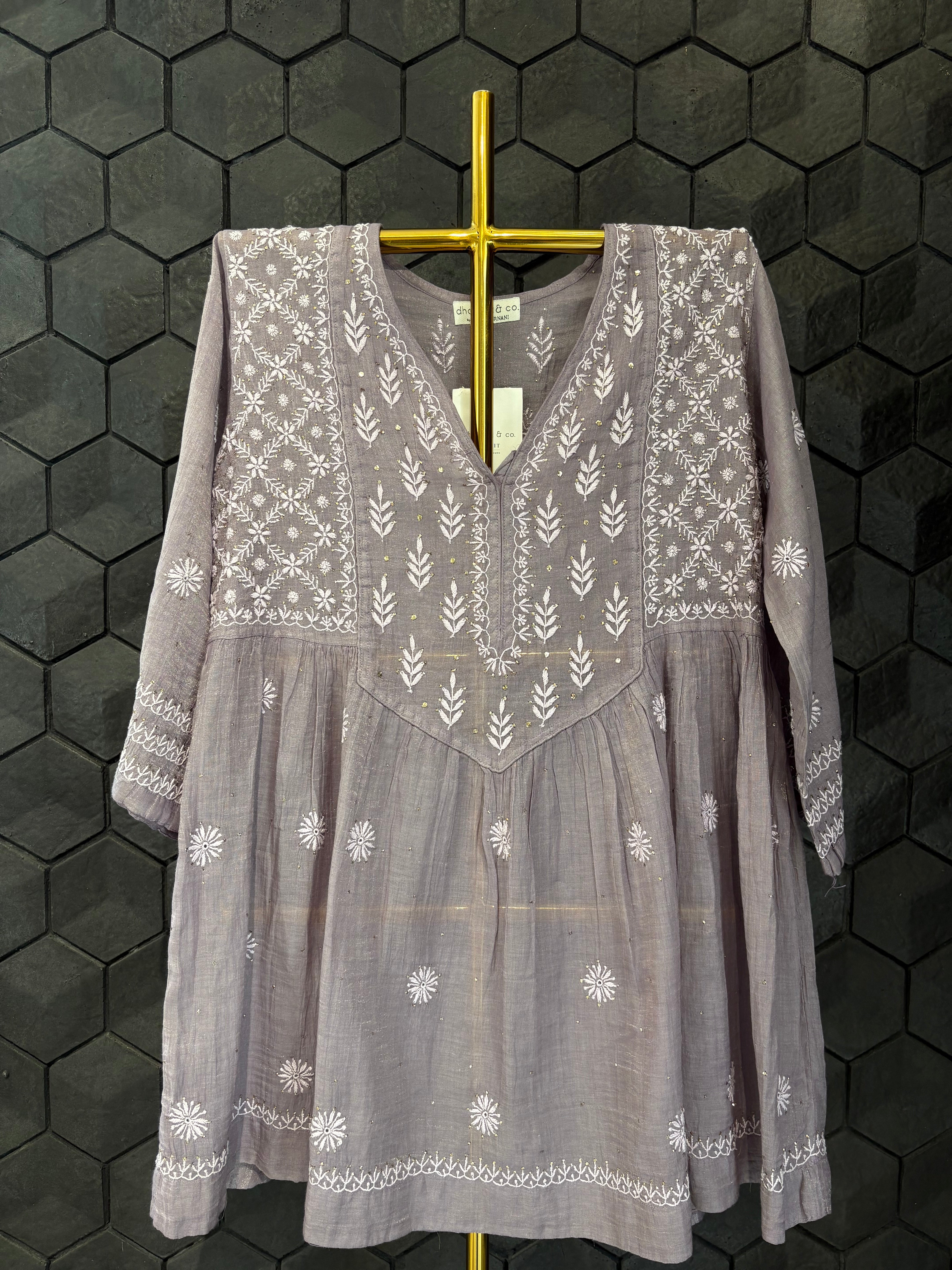 Purple Tissue Chikankari Garara Set