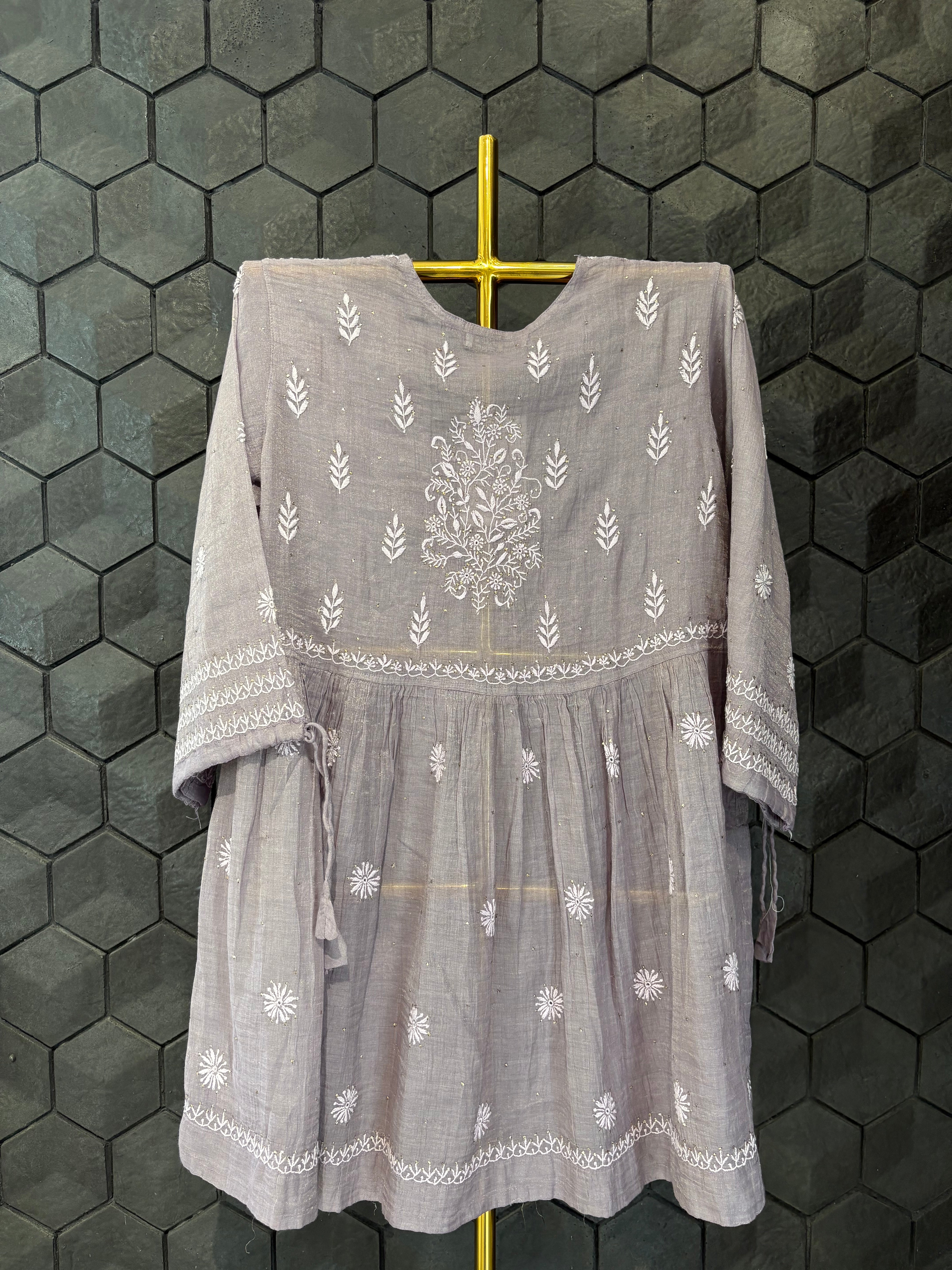 Purple Tissue Chikankari Garara Set