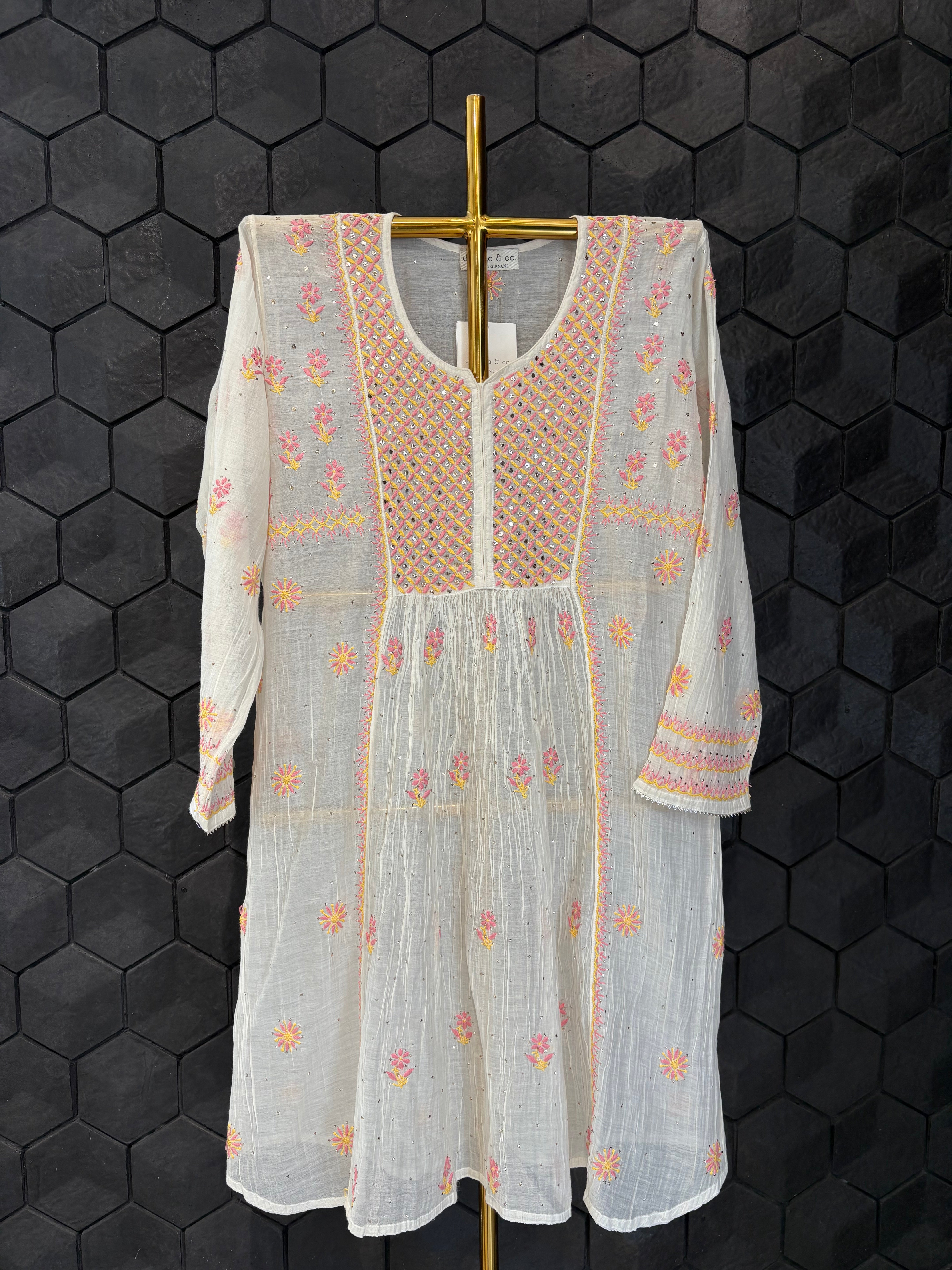 Multi Thread Mul Chanderi Chikankari Garara Set