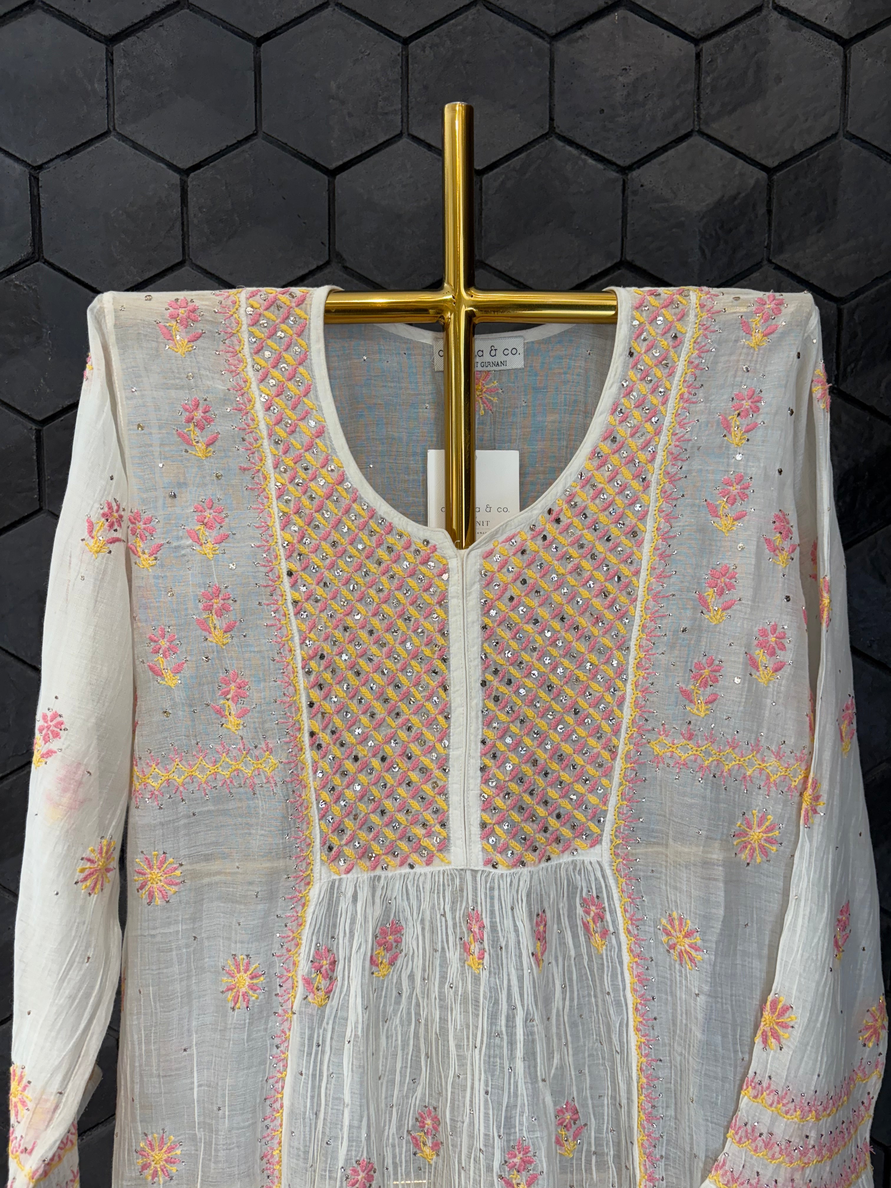 Multi Thread Mul Chanderi Chikankari Garara Set