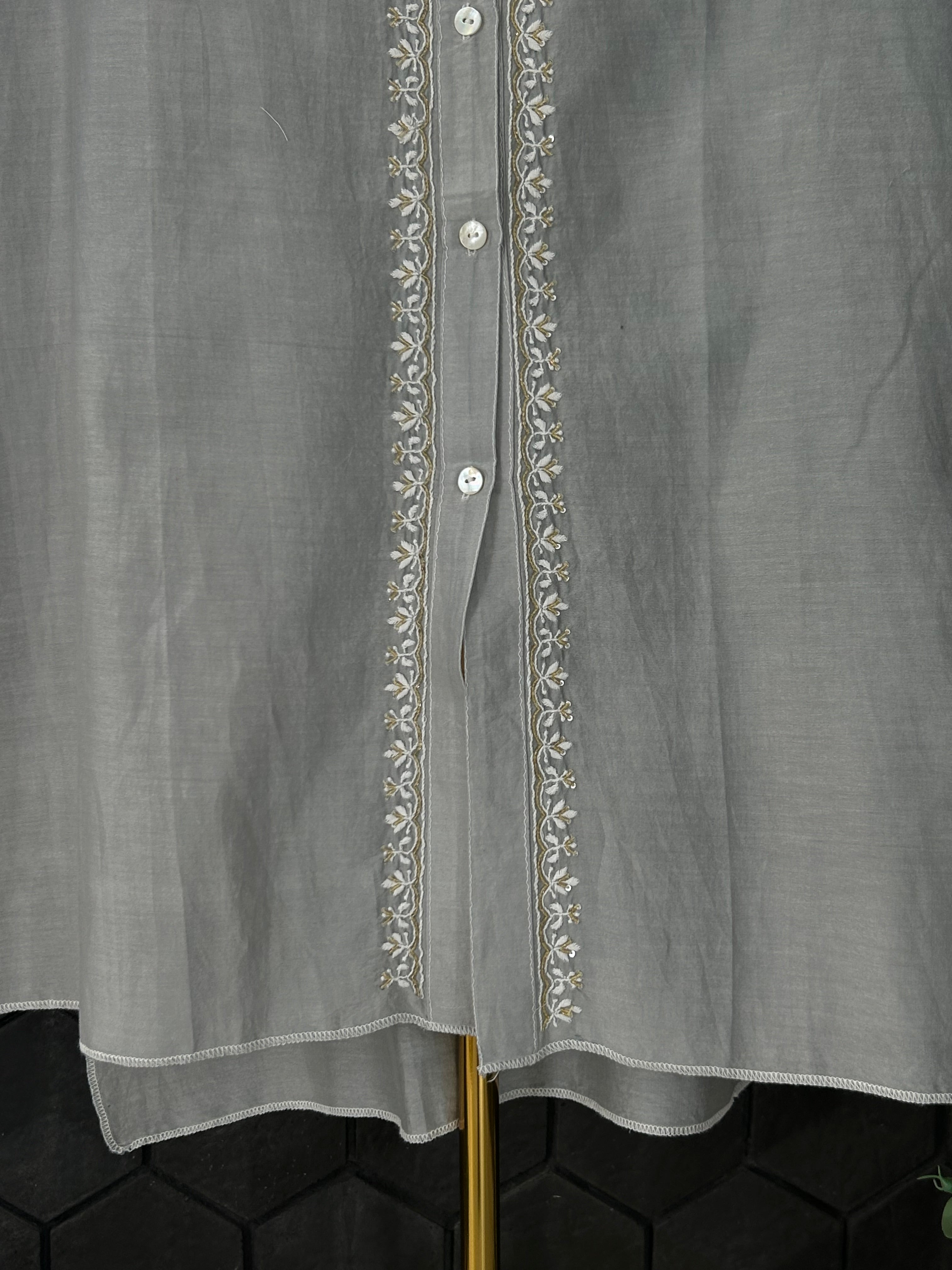 Grey Organza Patch KurtaStyle Shirt