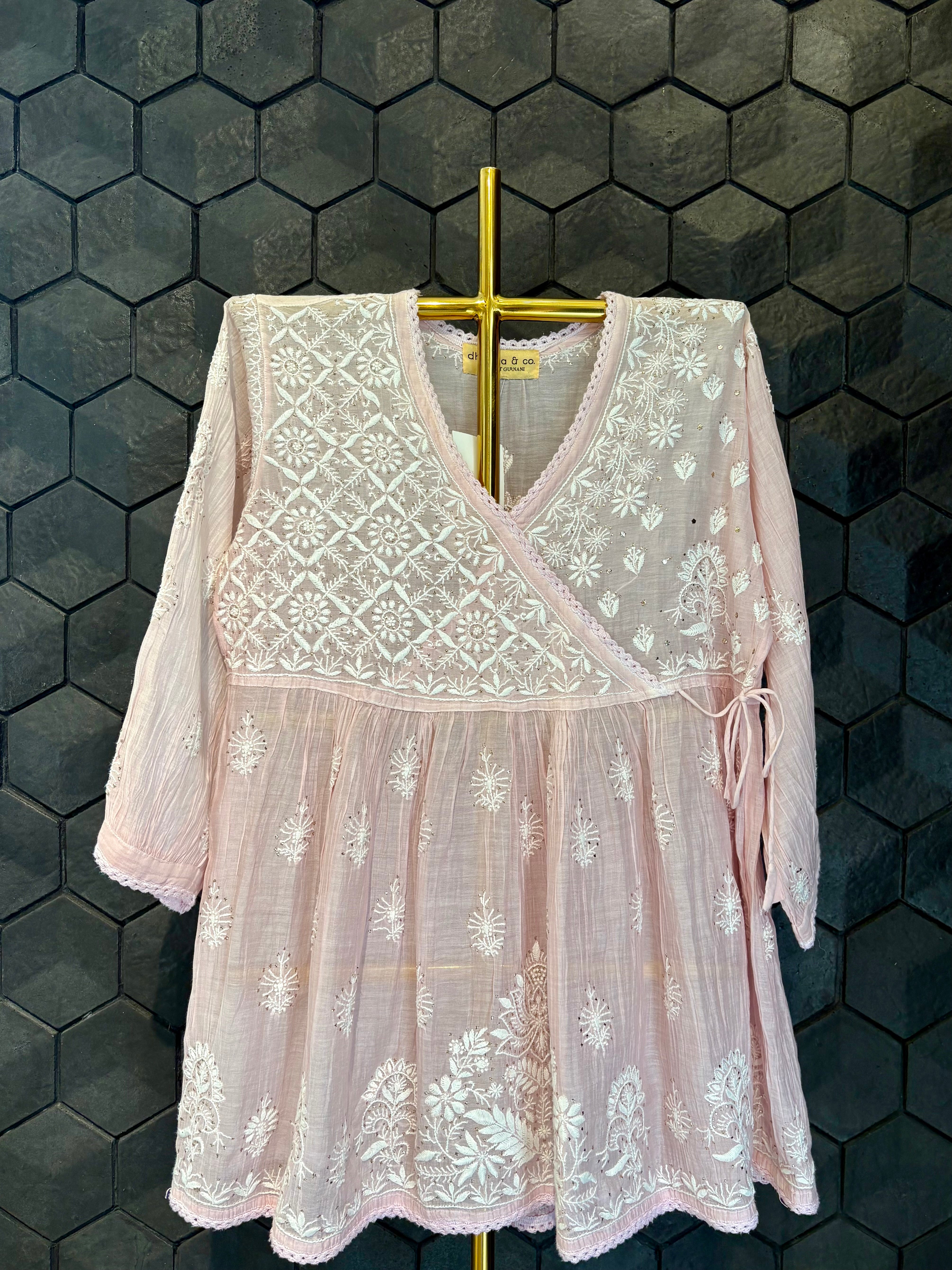 Pink Mul Chanderi Chikankari Garara Set