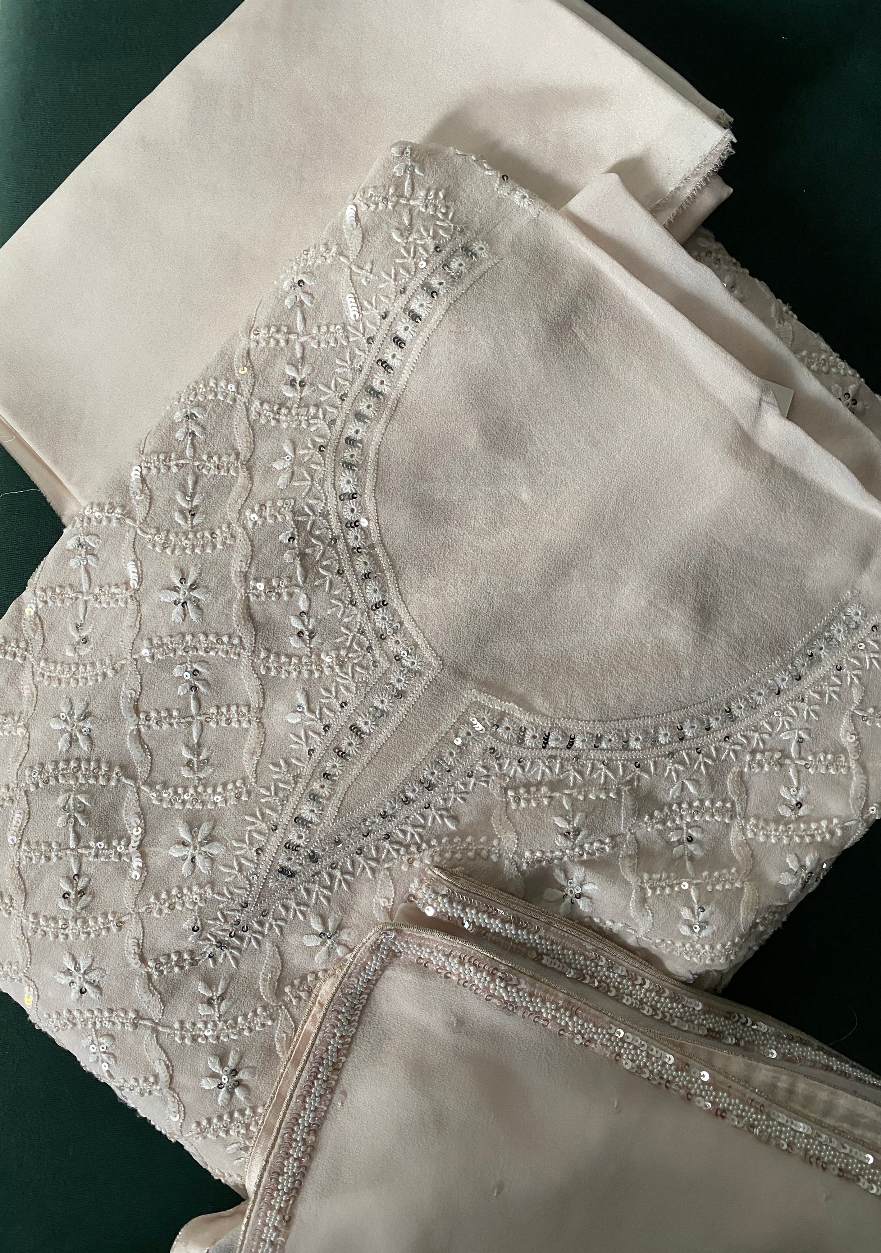 Premium ivory georgette chikankari kurta set