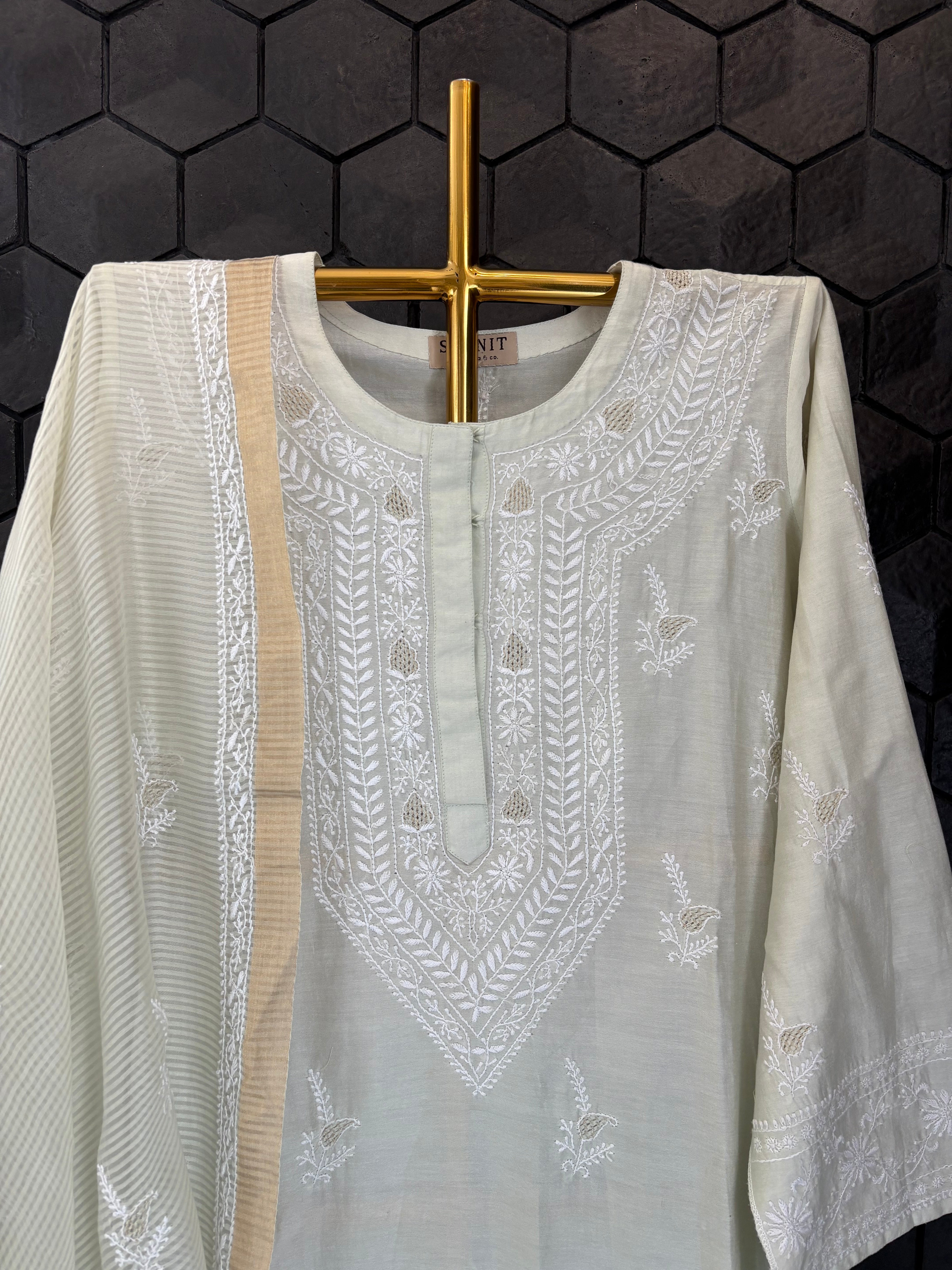 See Green Chanderi Kurta Set