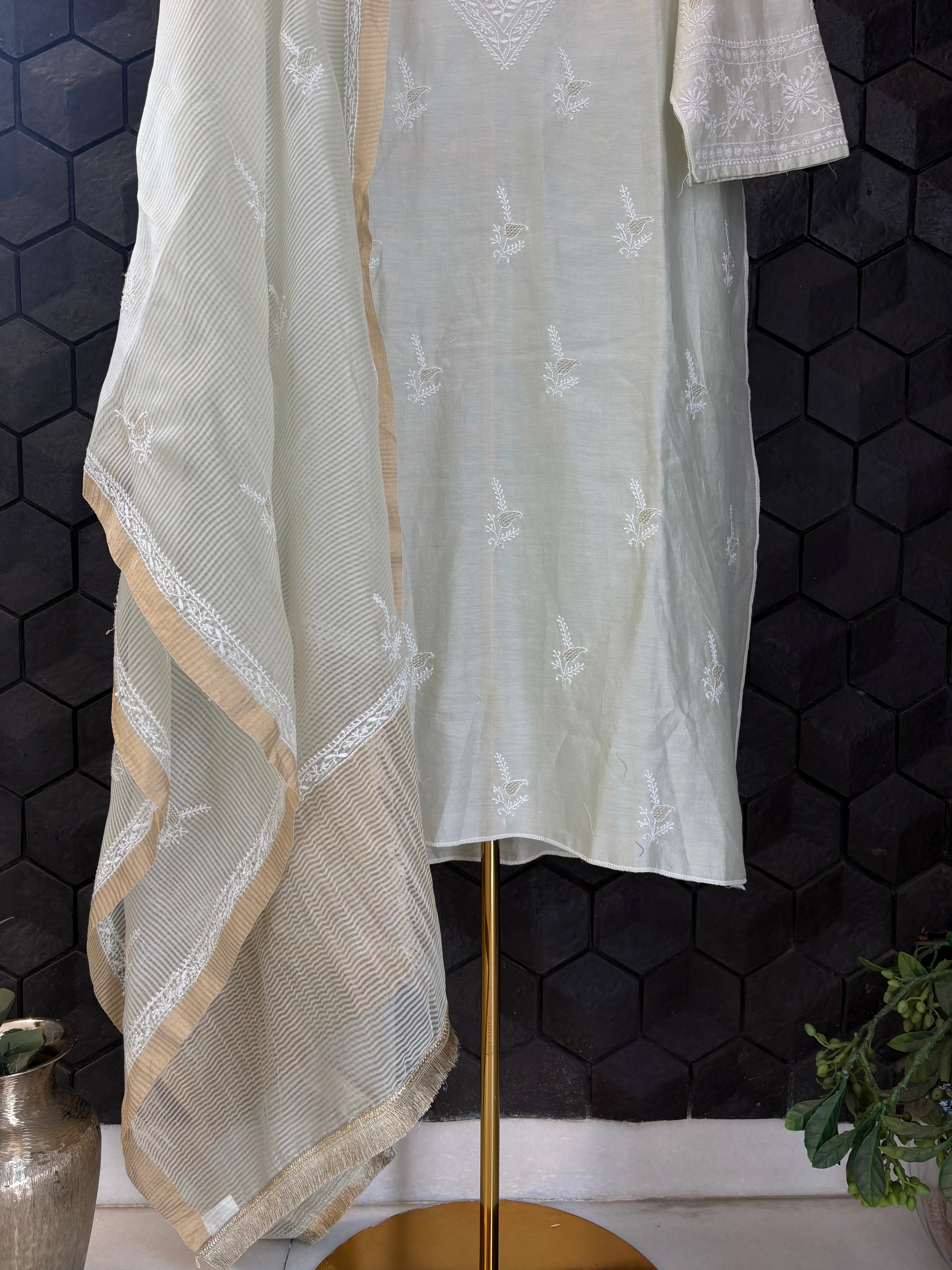See Green Chanderi Kurta Set