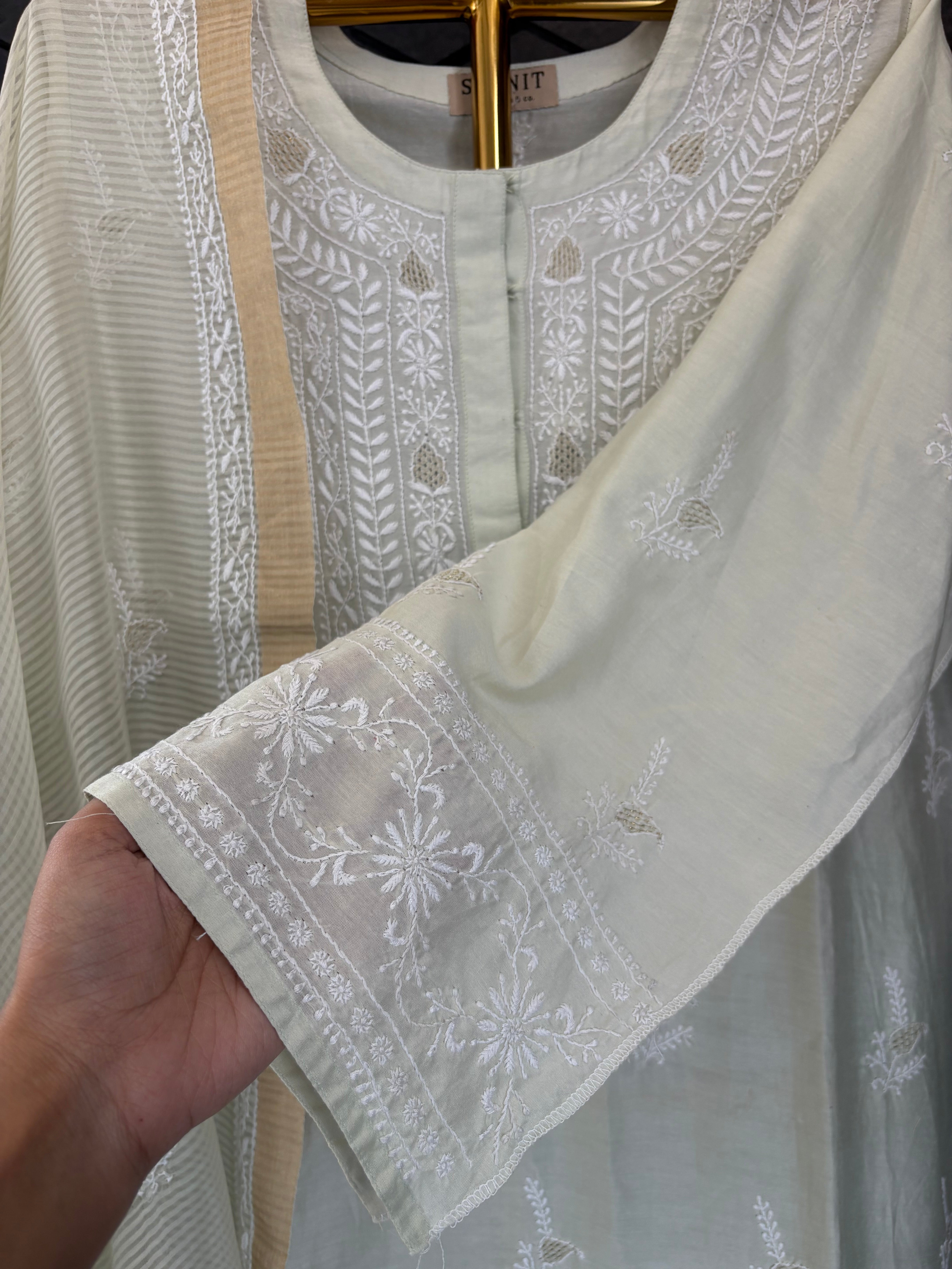 See Green Chanderi Kurta Set