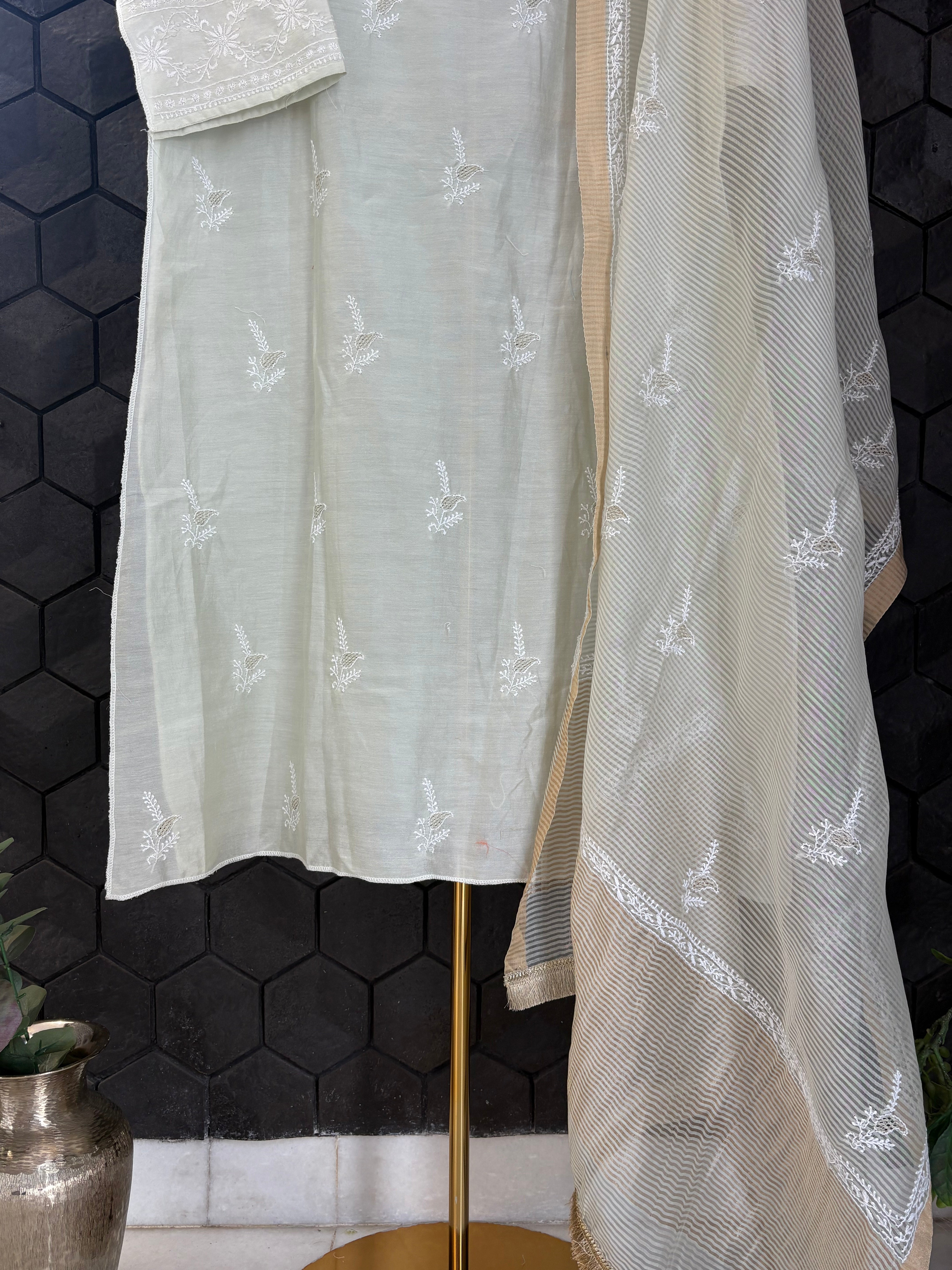 See Green Chanderi Kurta Set