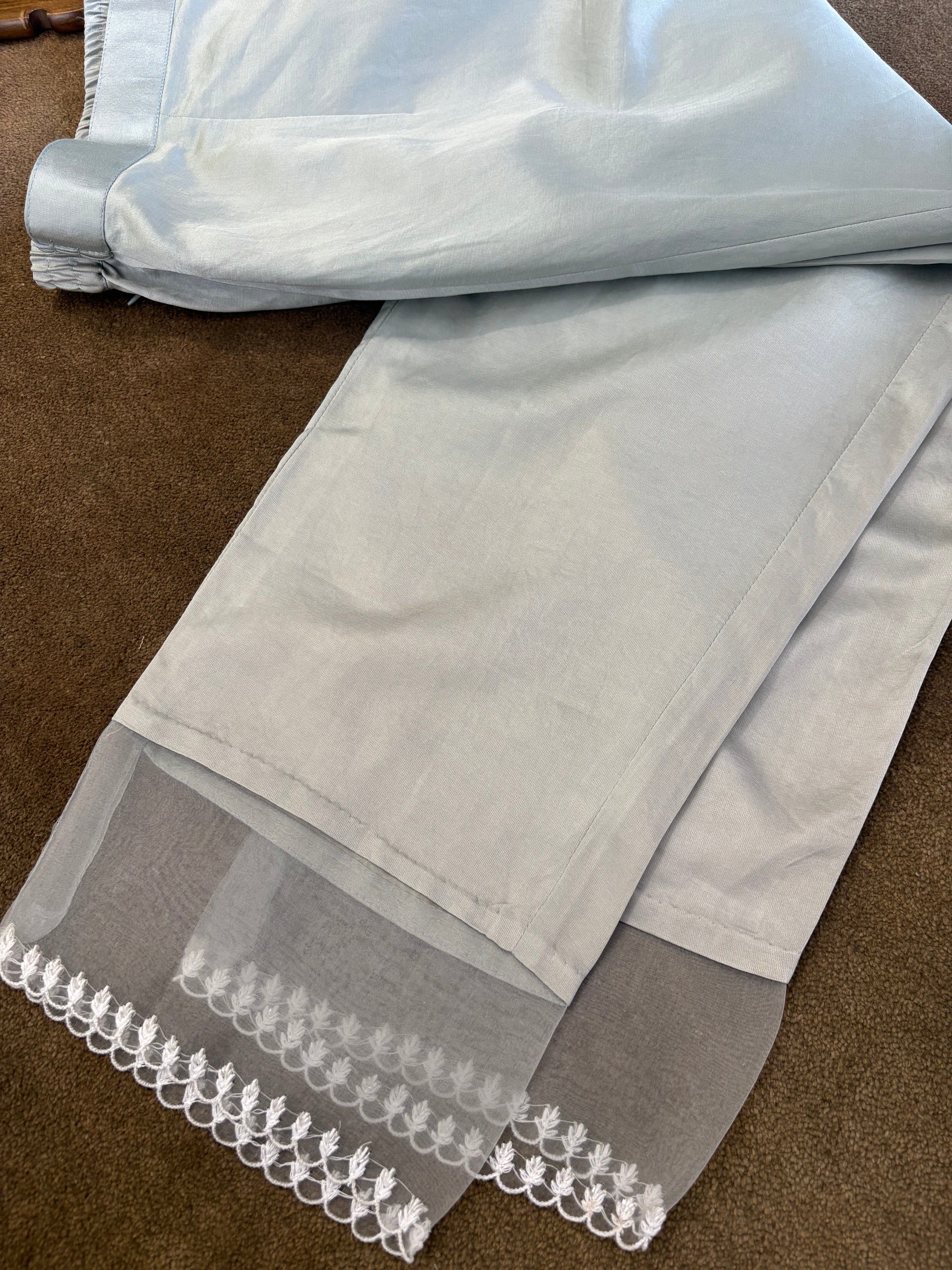 Grey Tissue Chikankari Kurta Set