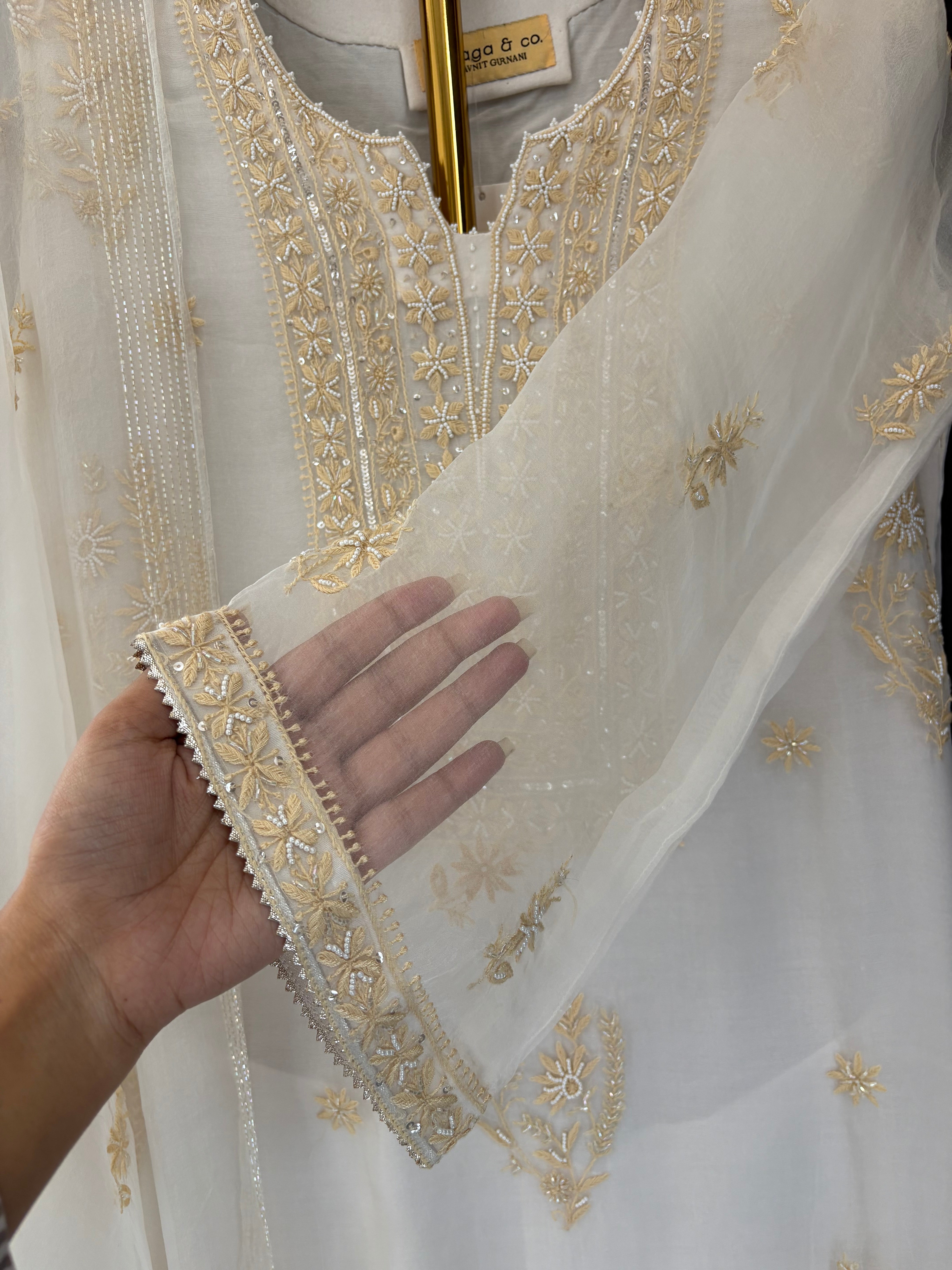White Organza Chikankari Kurta Set
