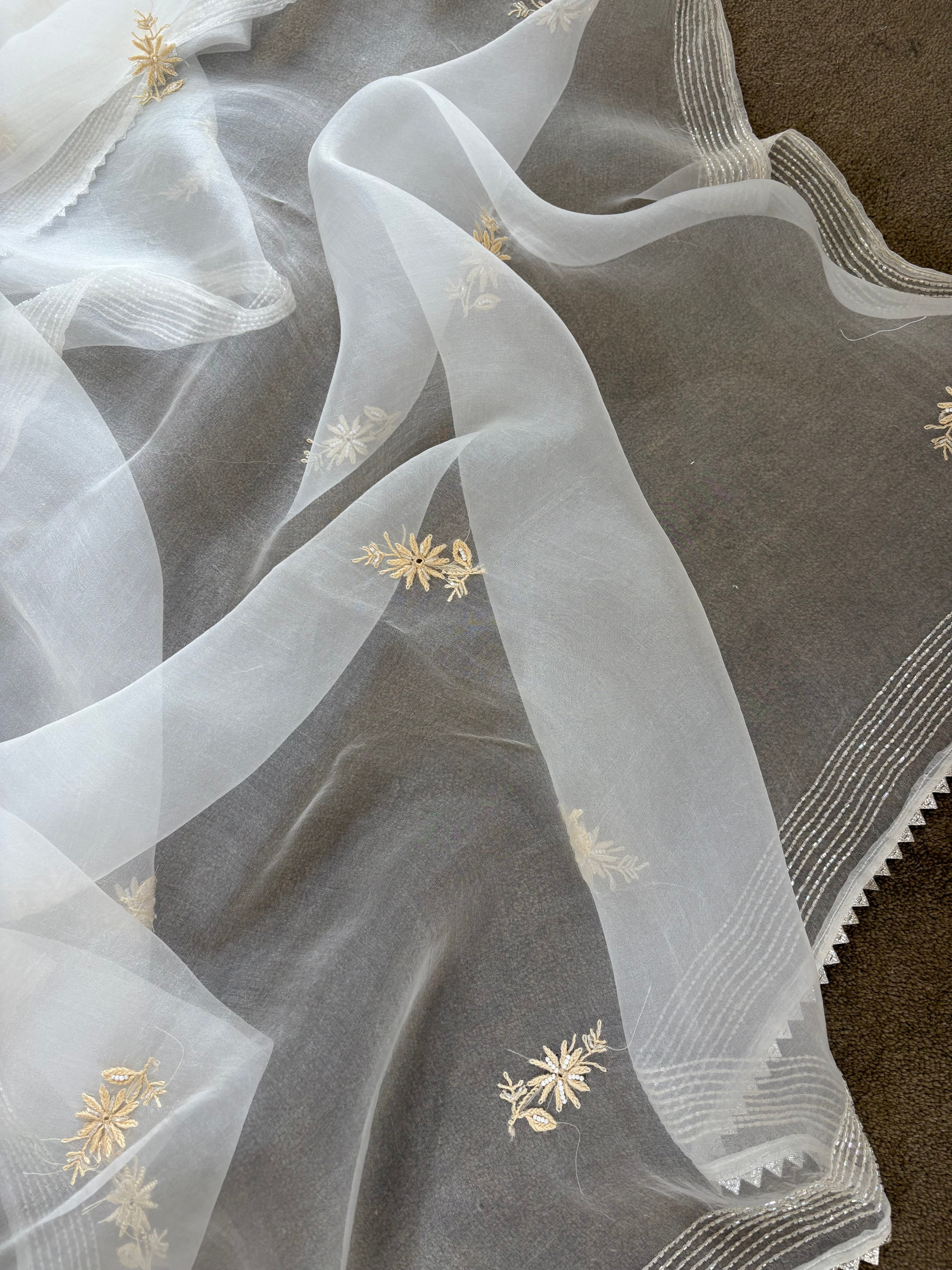 White Organza Chikankari Kurta Set