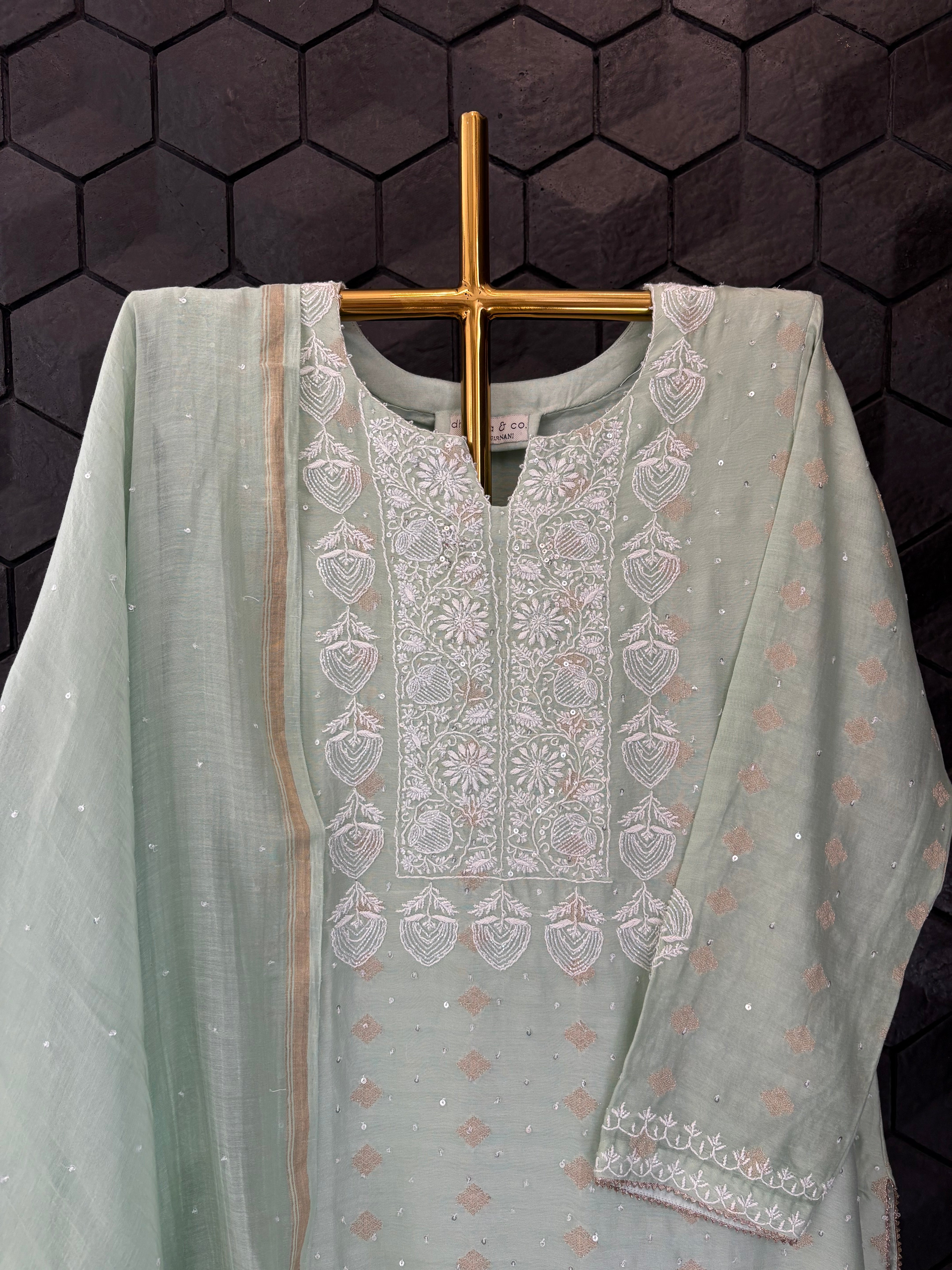 Sea Green Chikankari Suit Set