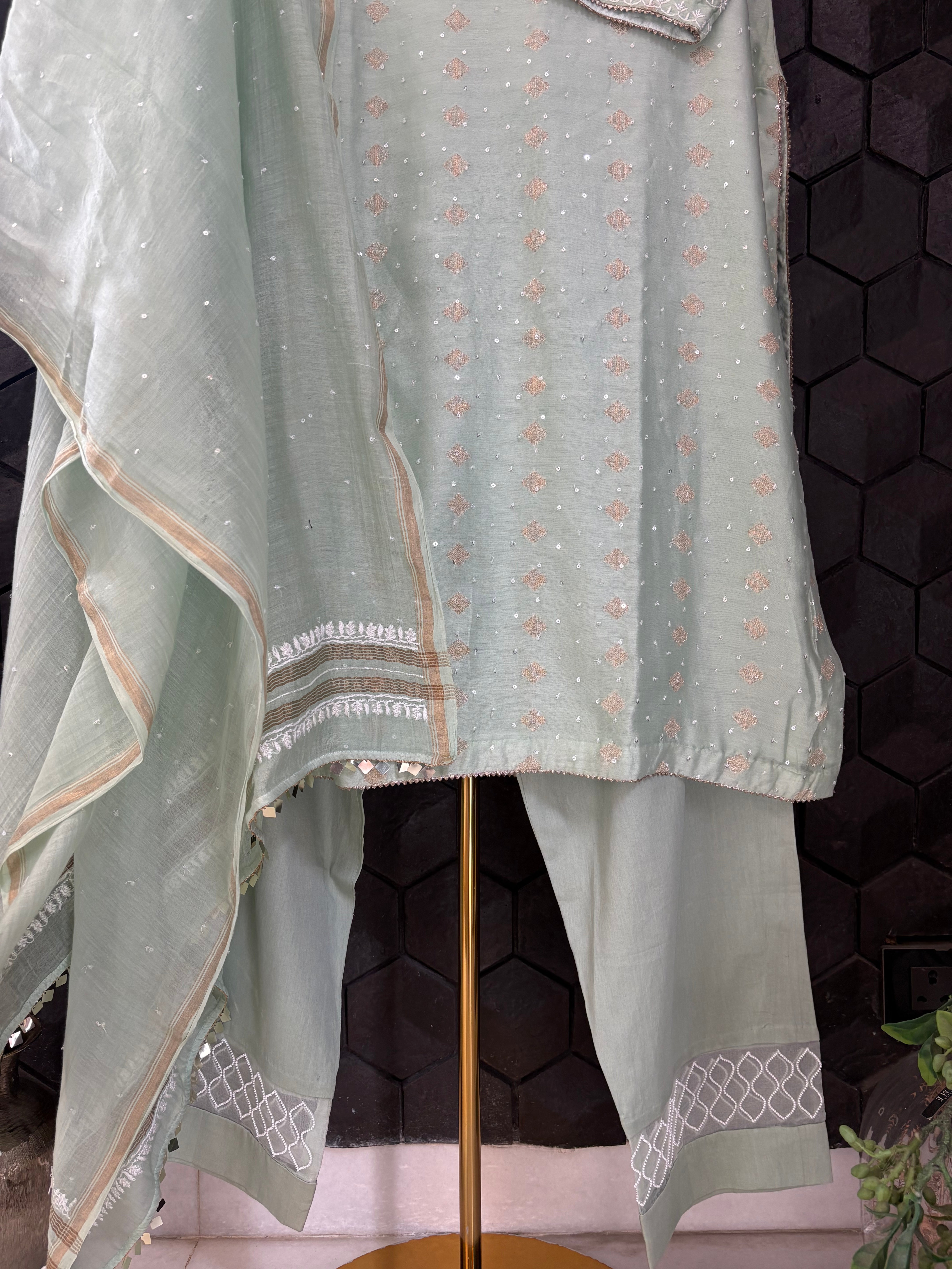 Sea Green Chikankari Suit Set