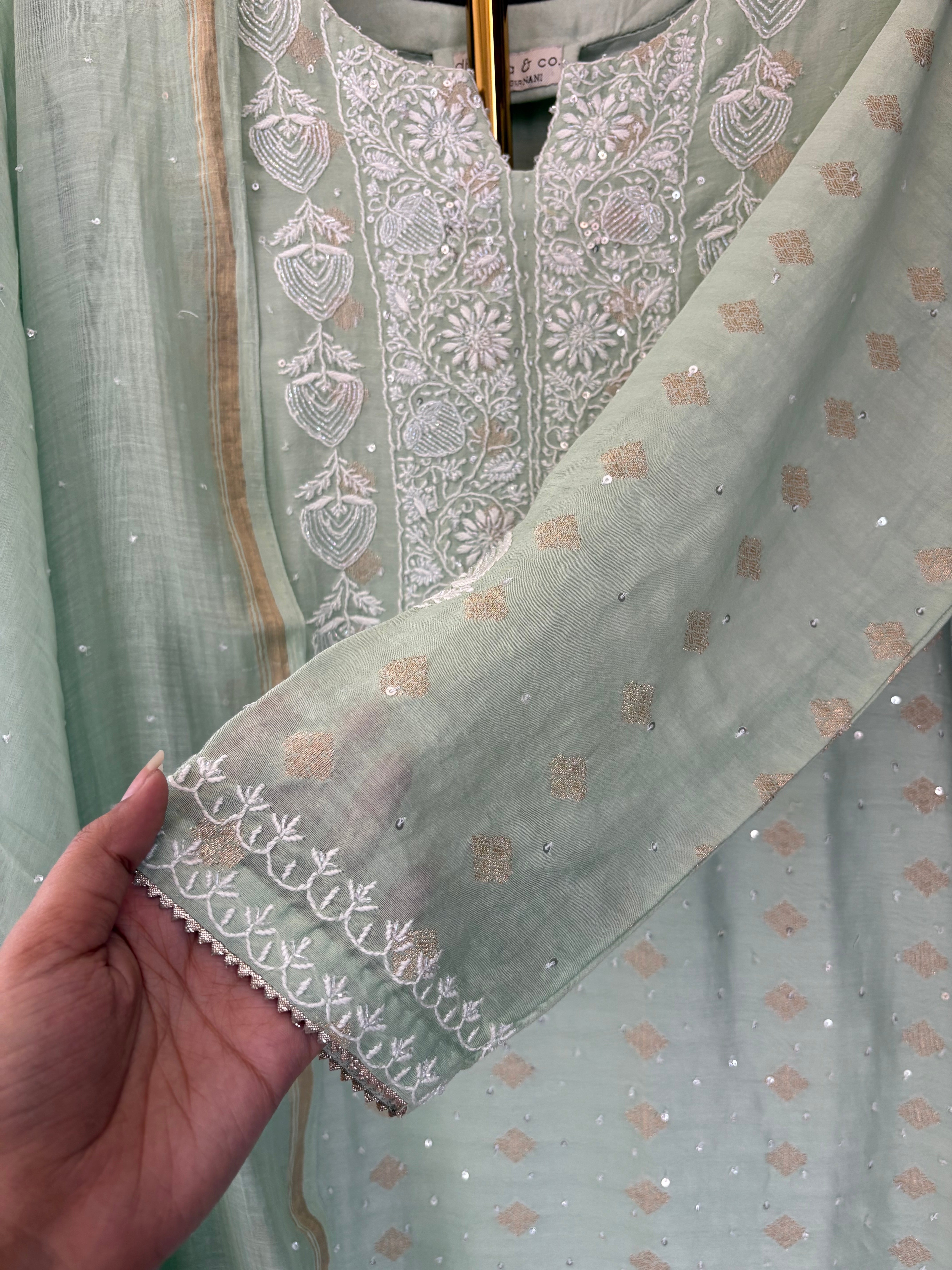 Sea Green Chikankari Suit Set