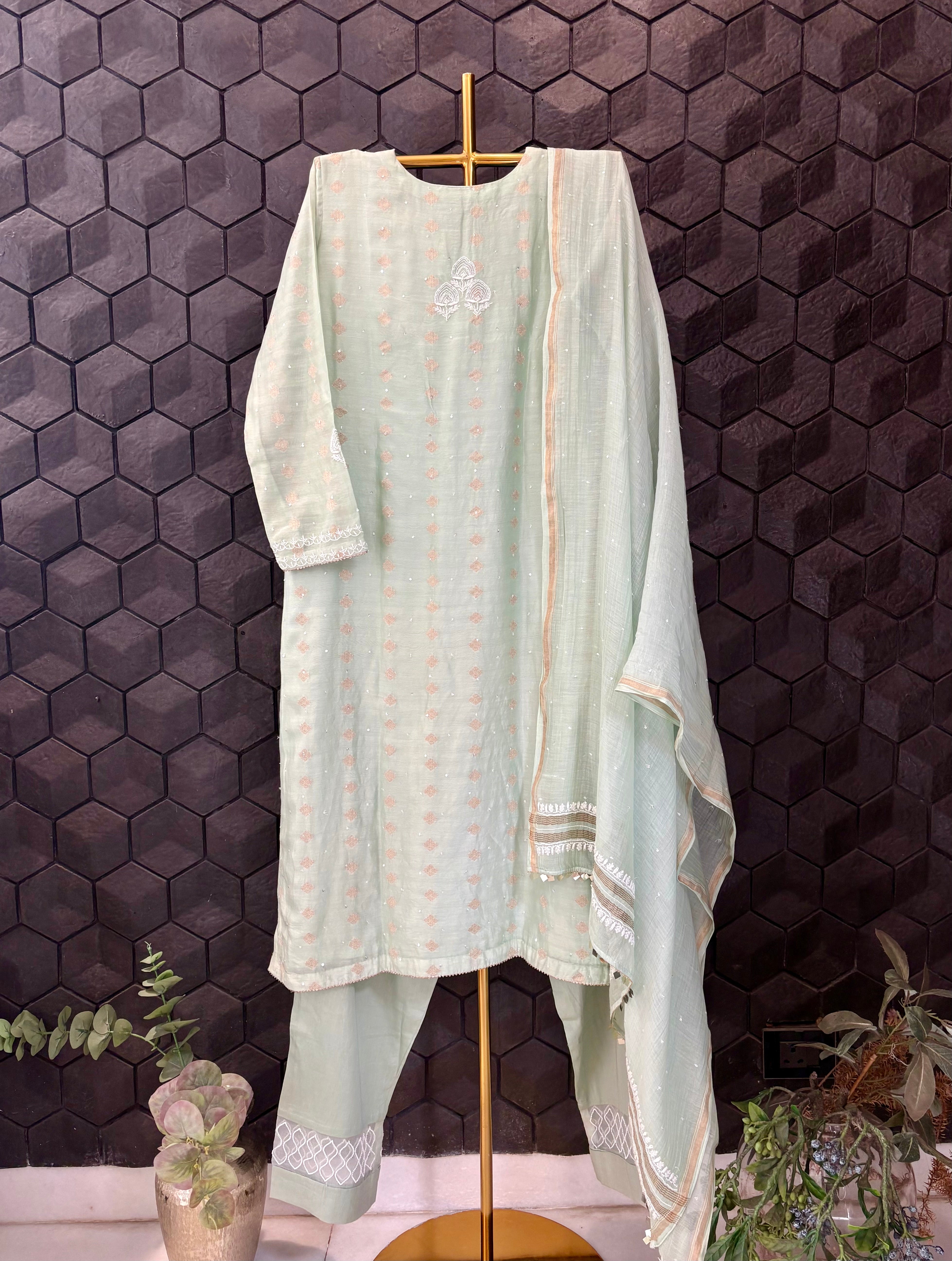 Sea Green Chikankari Suit Set