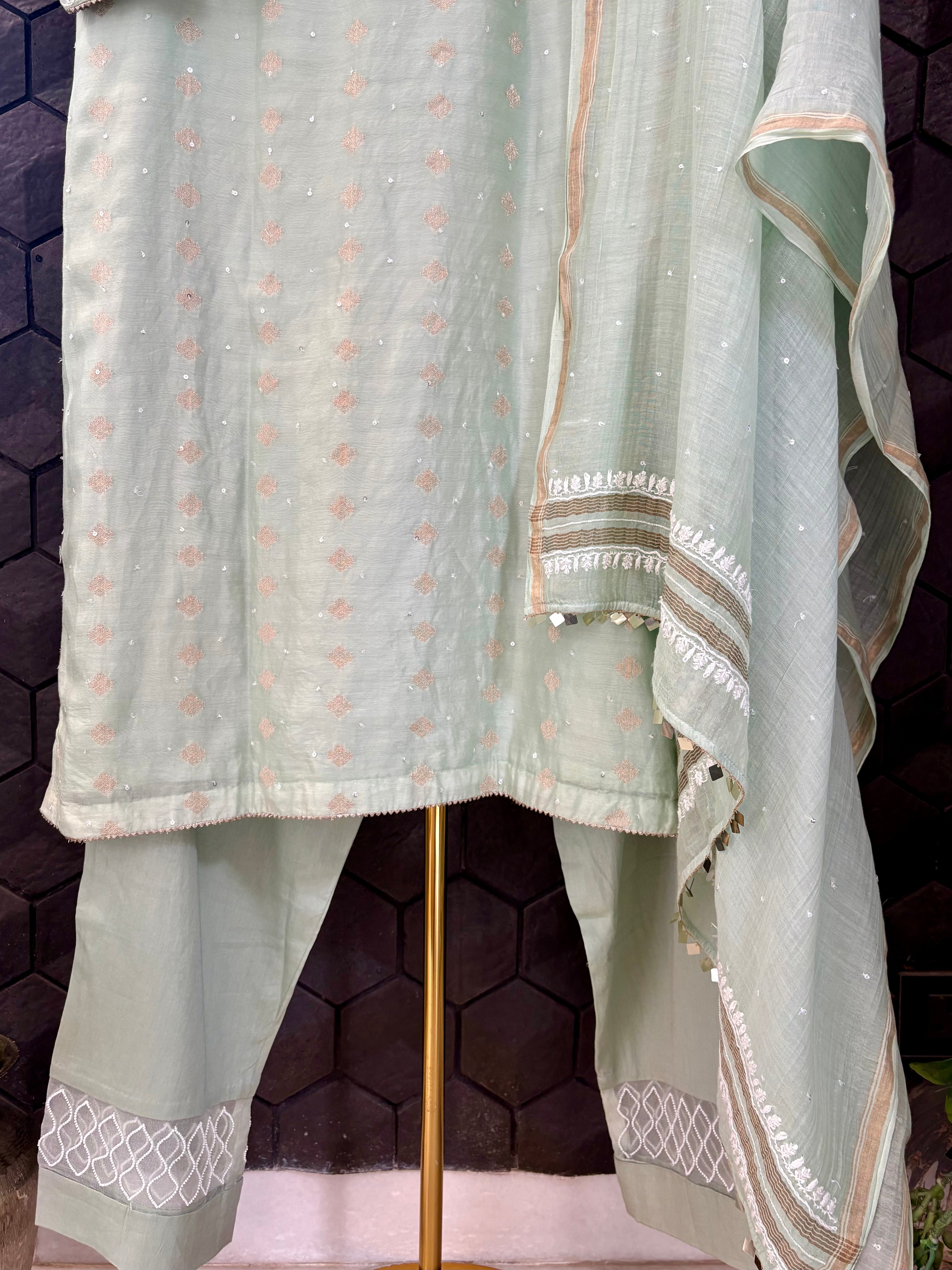 Sea Green Chikankari Suit Set