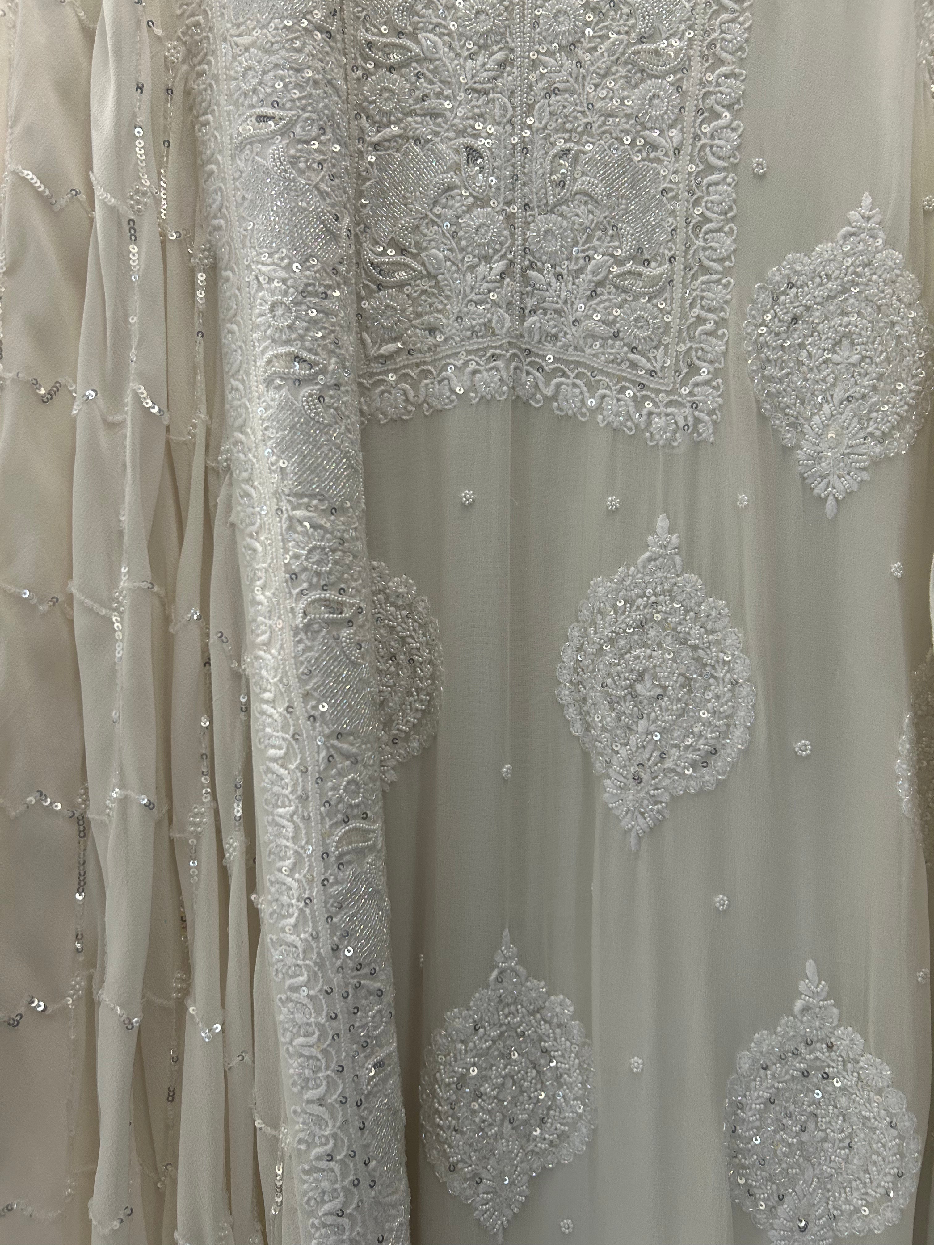 White Georgette Chikankari Kurta Set