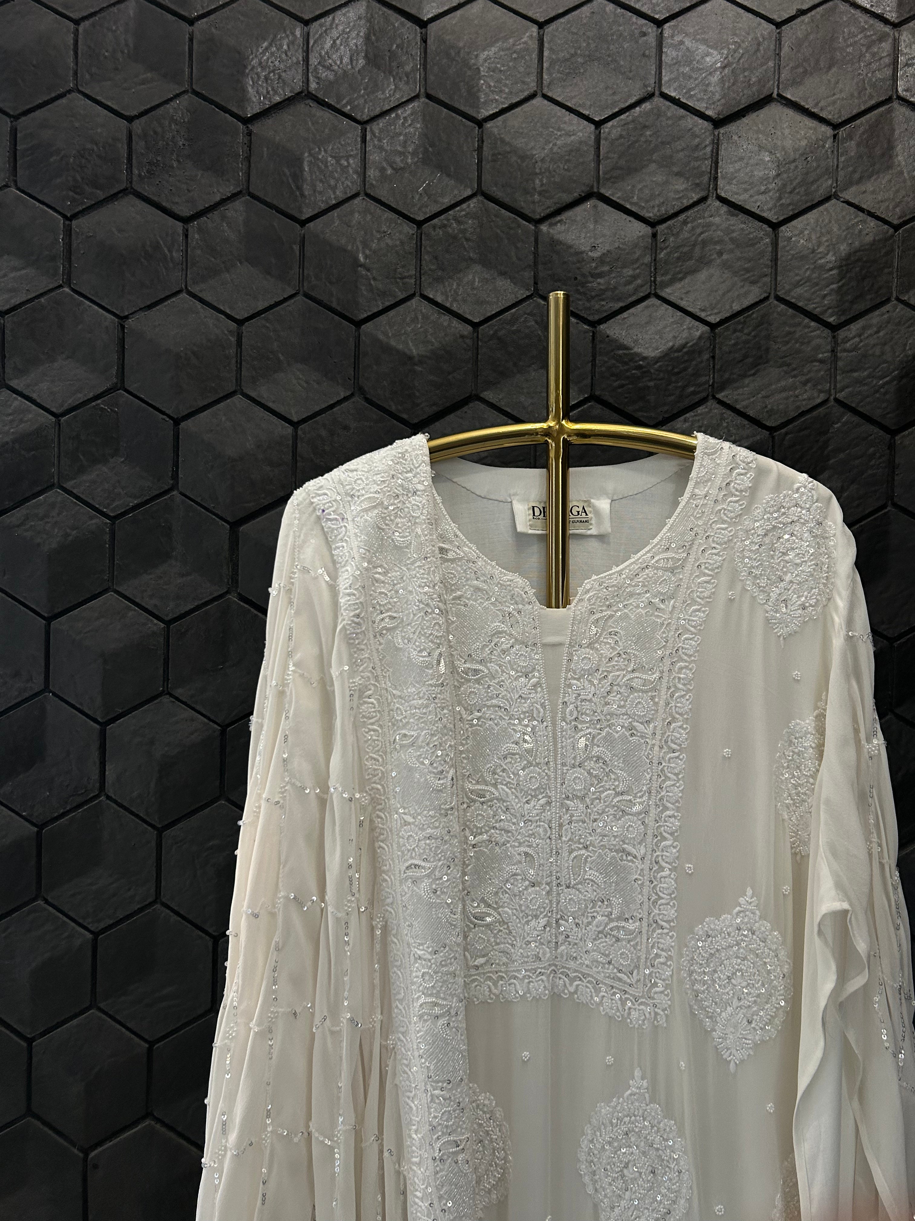 White Georgette Chikankari Kurta Set