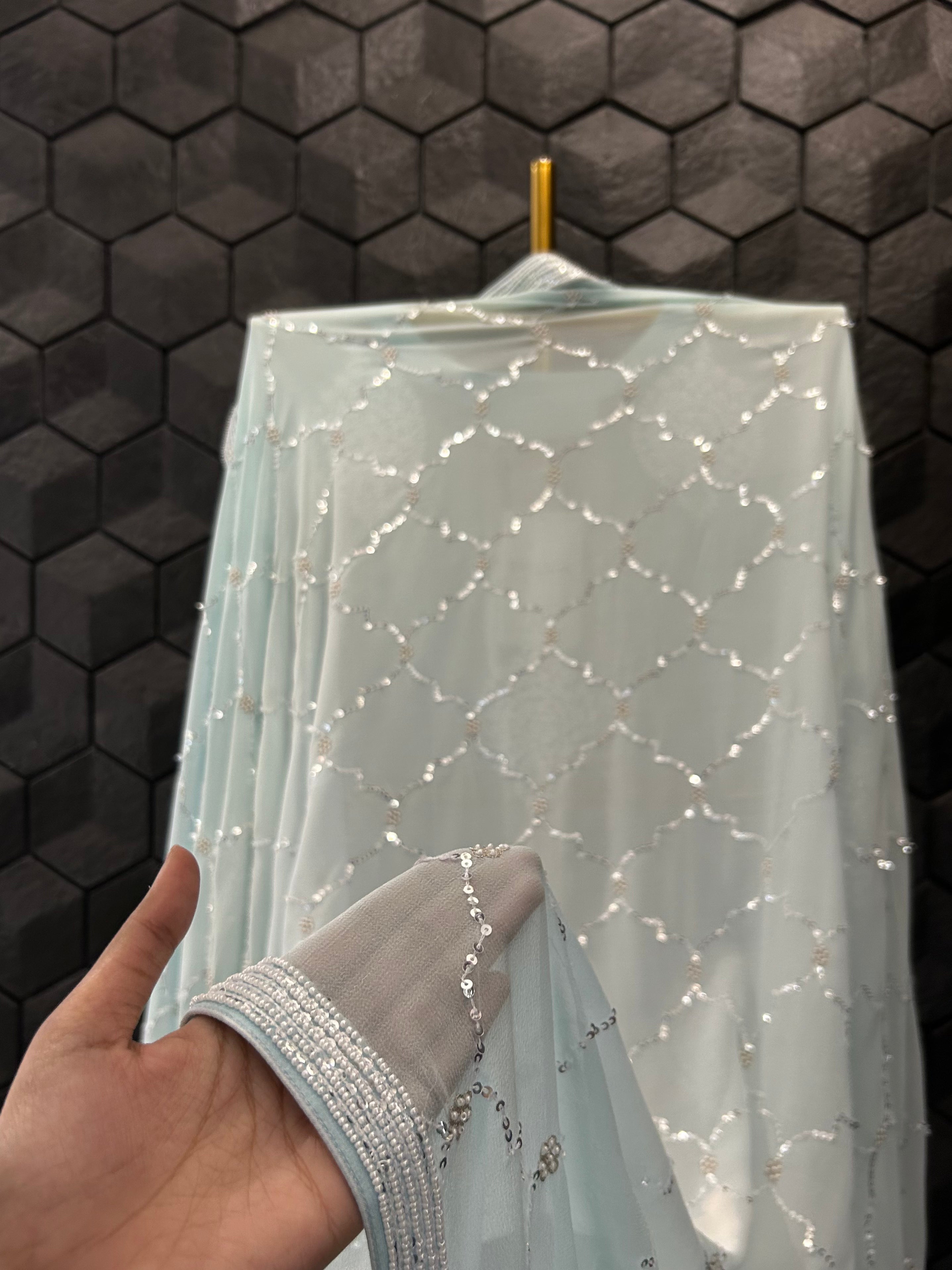 Blue Georgette Chikankari Kurta Set