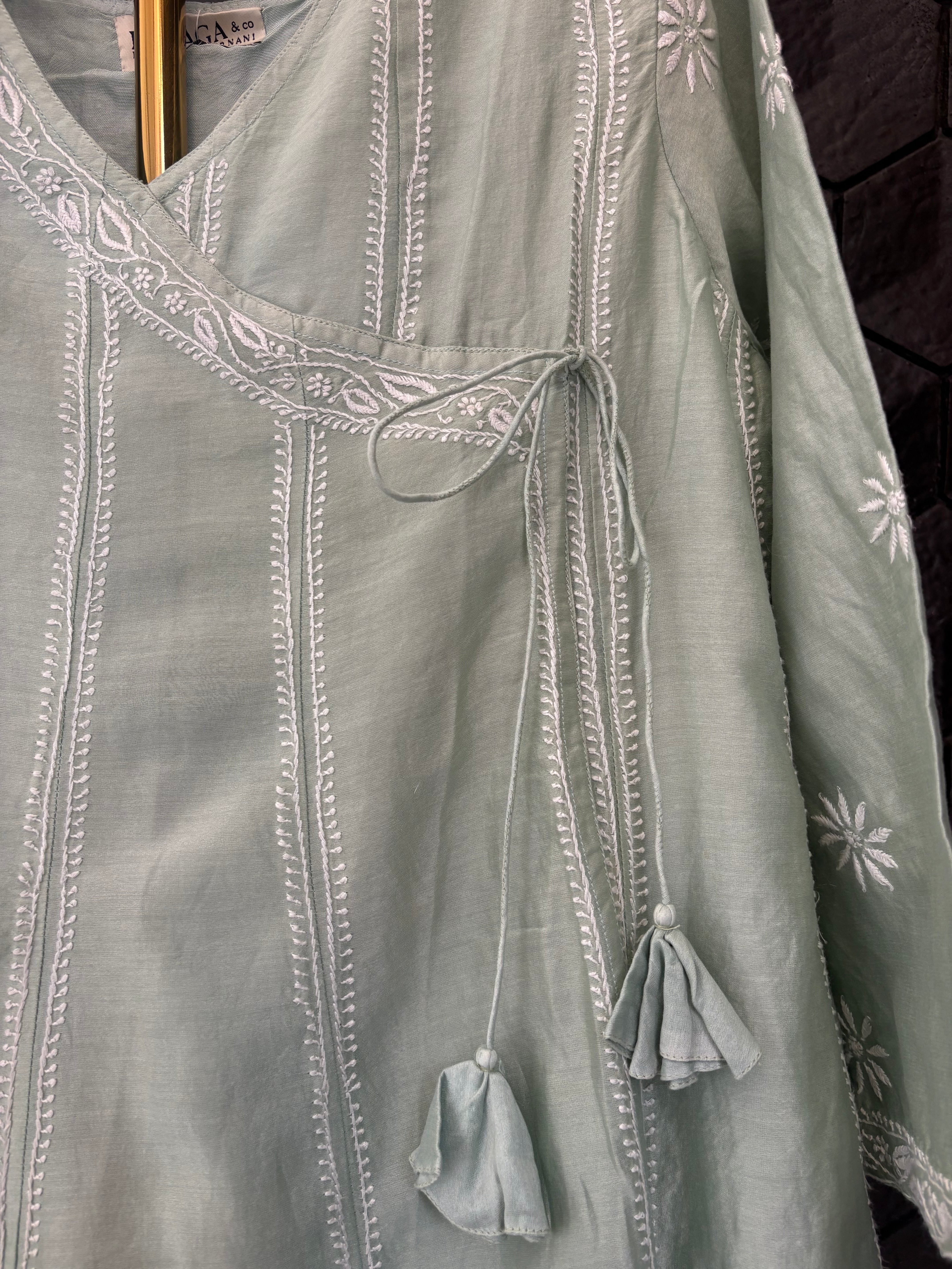 Sea Green Chanderi Anarkali Set