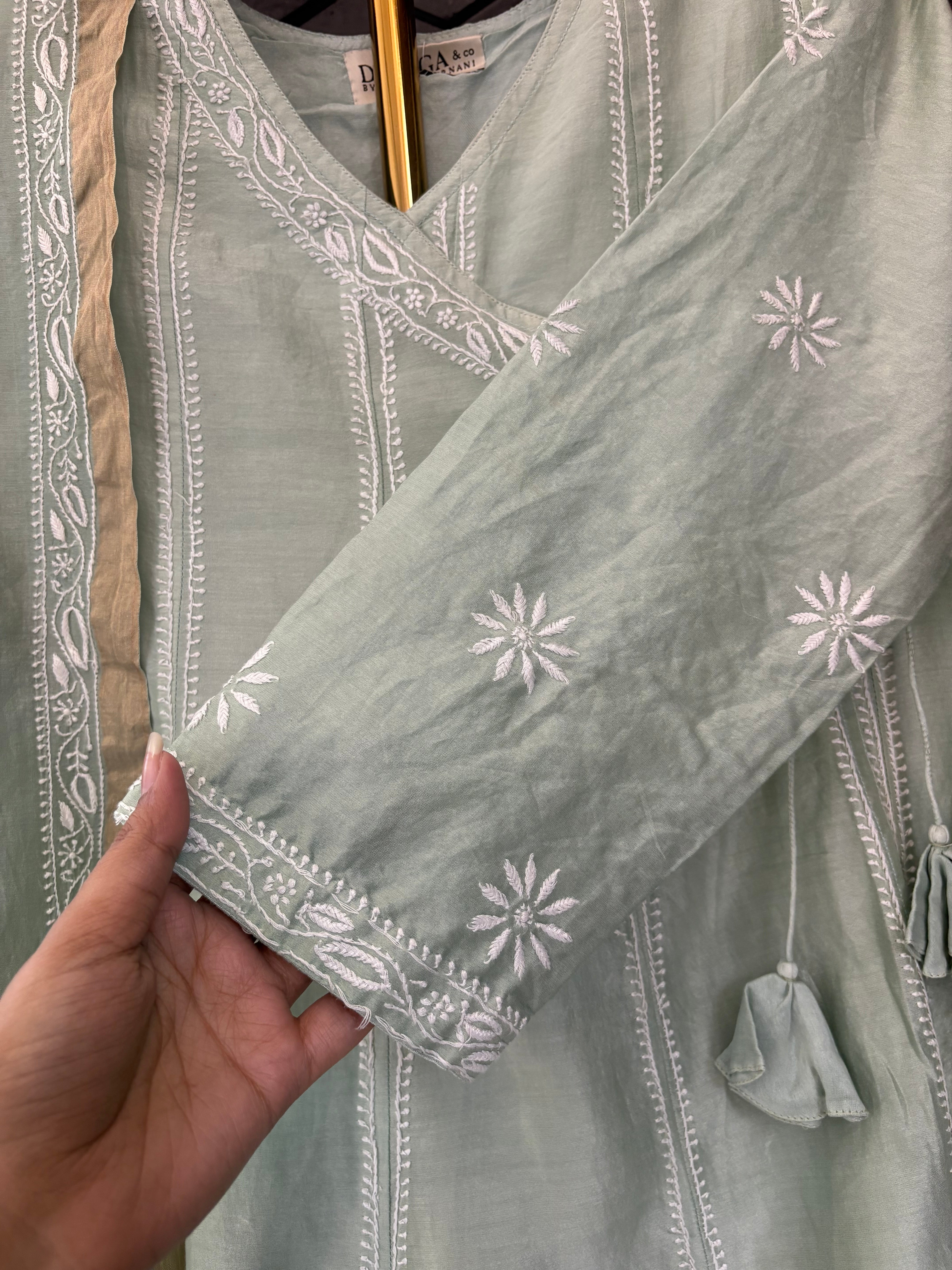Sea Green Chanderi Anarkali Set