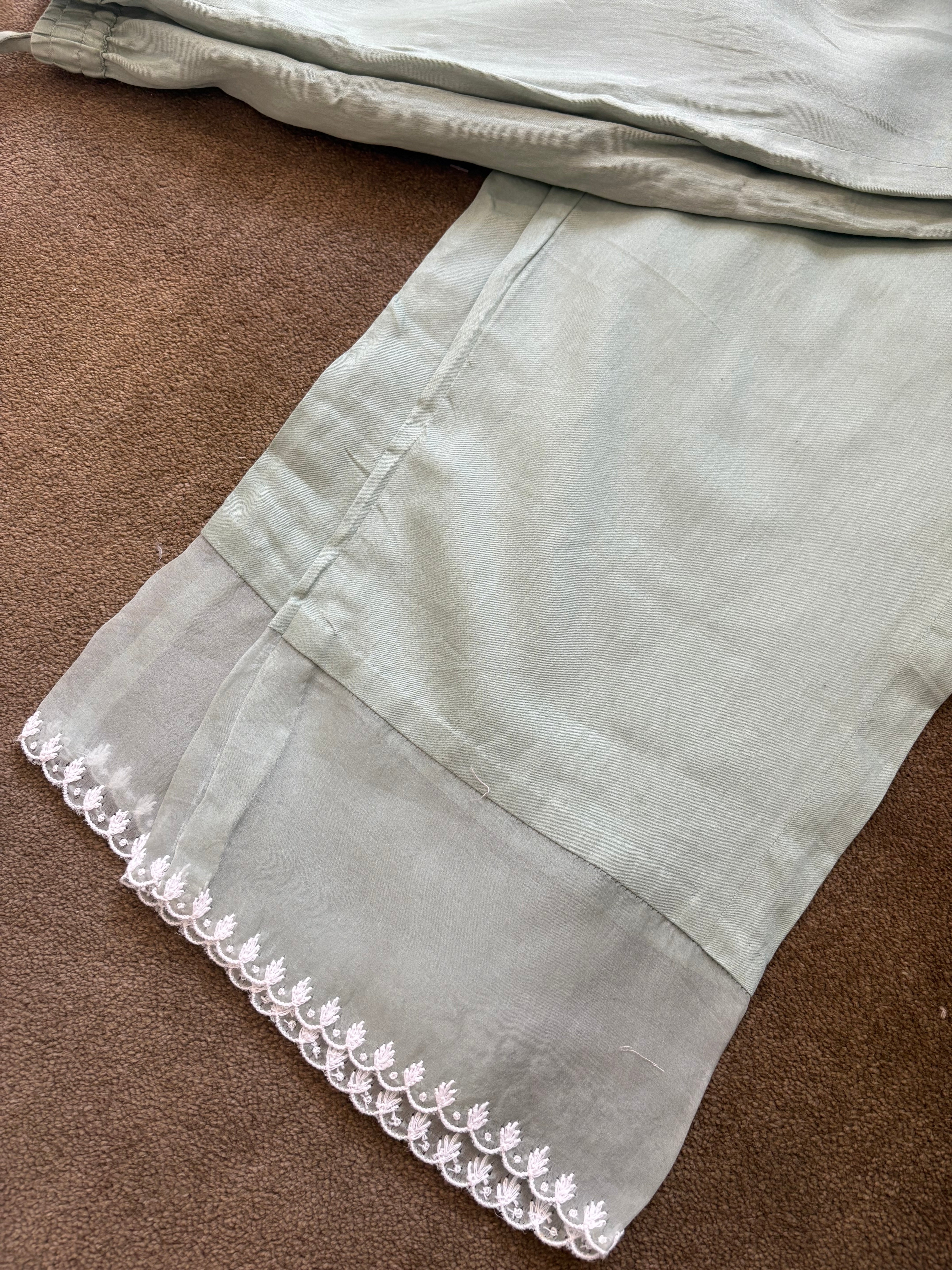 Sea Green Chanderi Anarkali Set