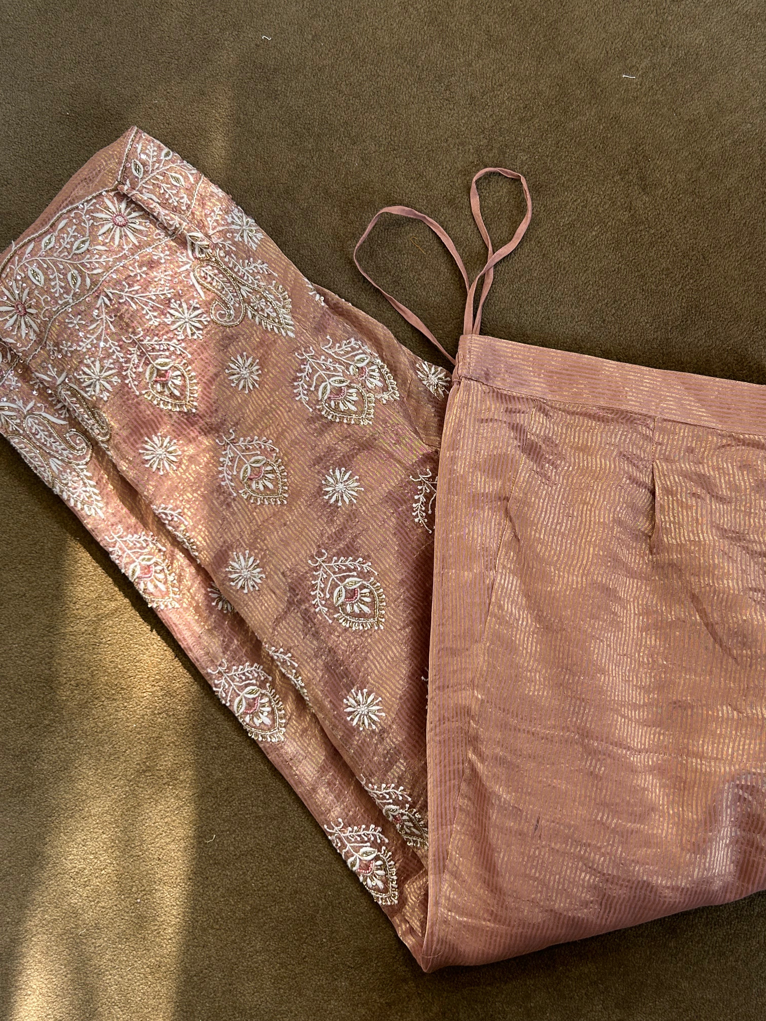 Pink Chanderi Chikankari Anarkali Set