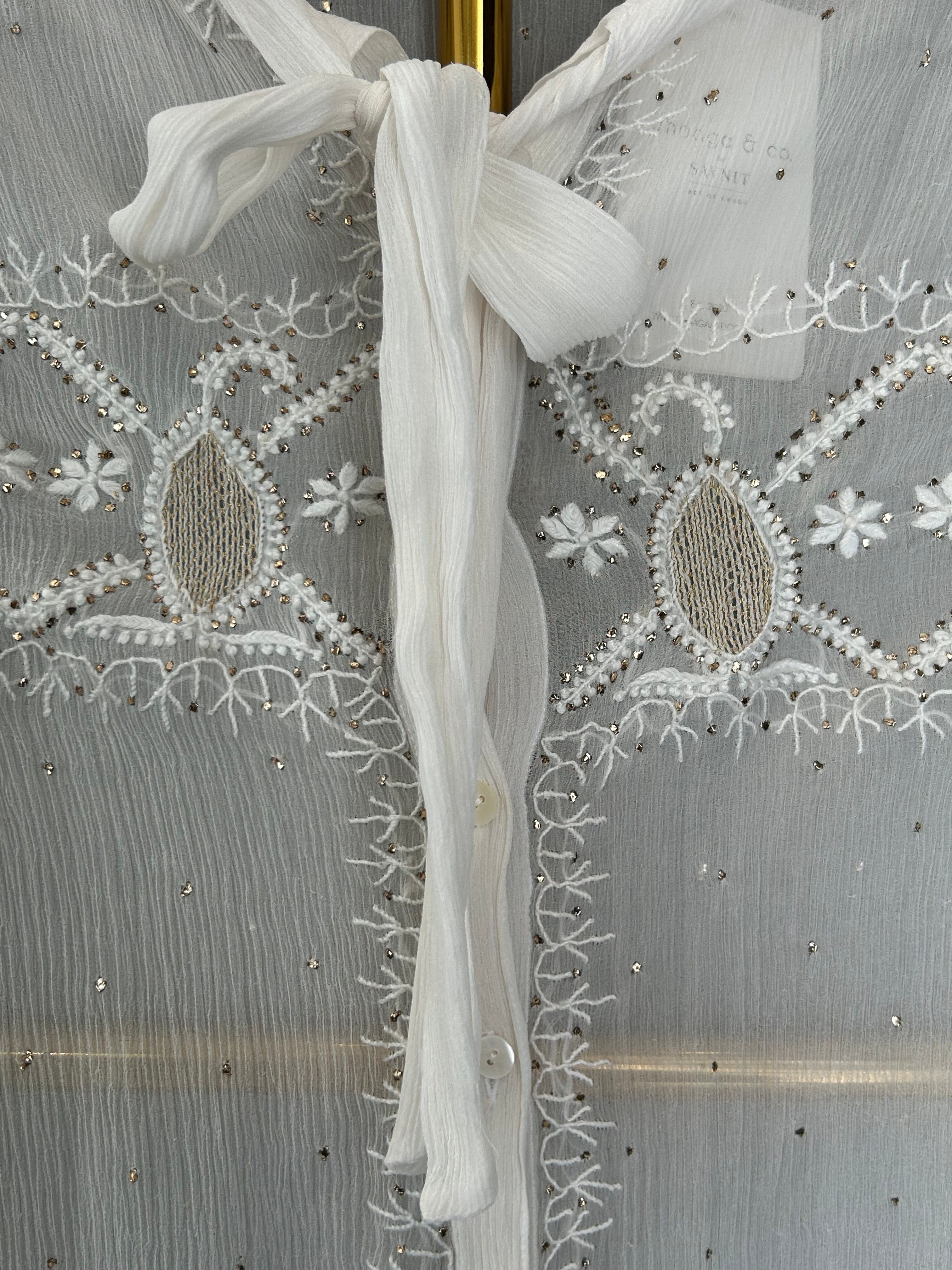 White Chiffon Chikankari Short Shirt