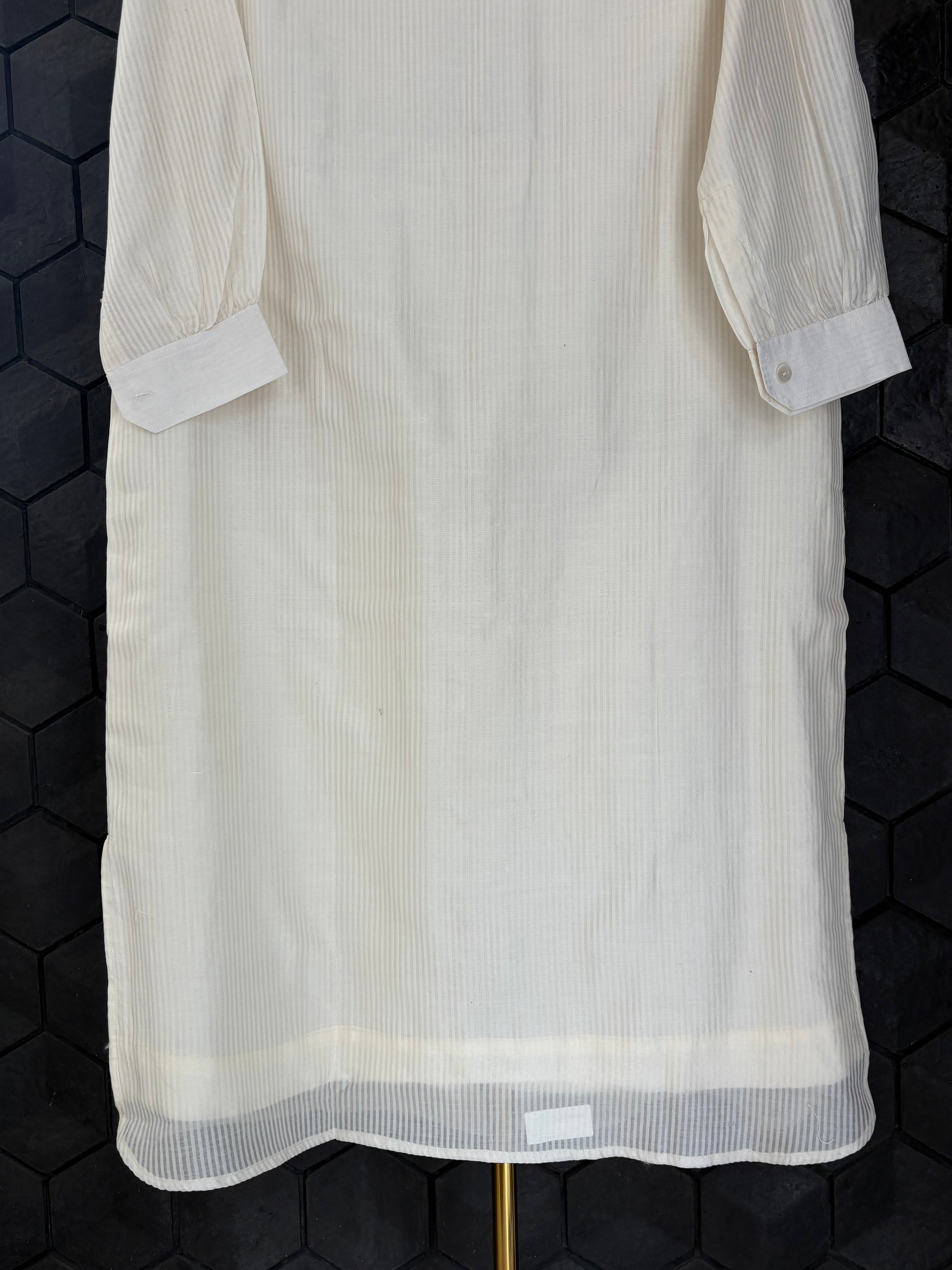 White Chanderi Chikankari long Shirt