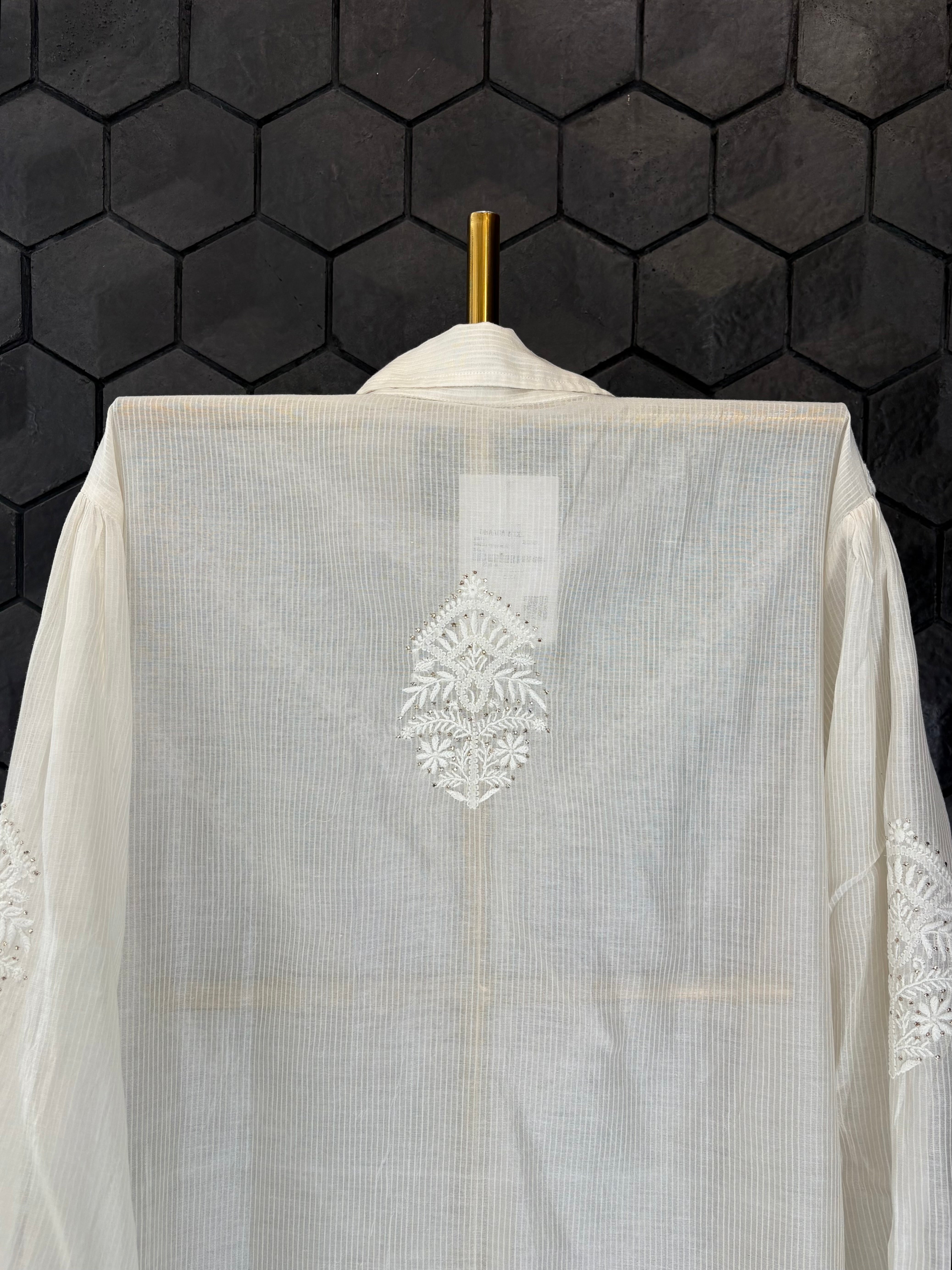 White Maheshwari Chikankari Shirt