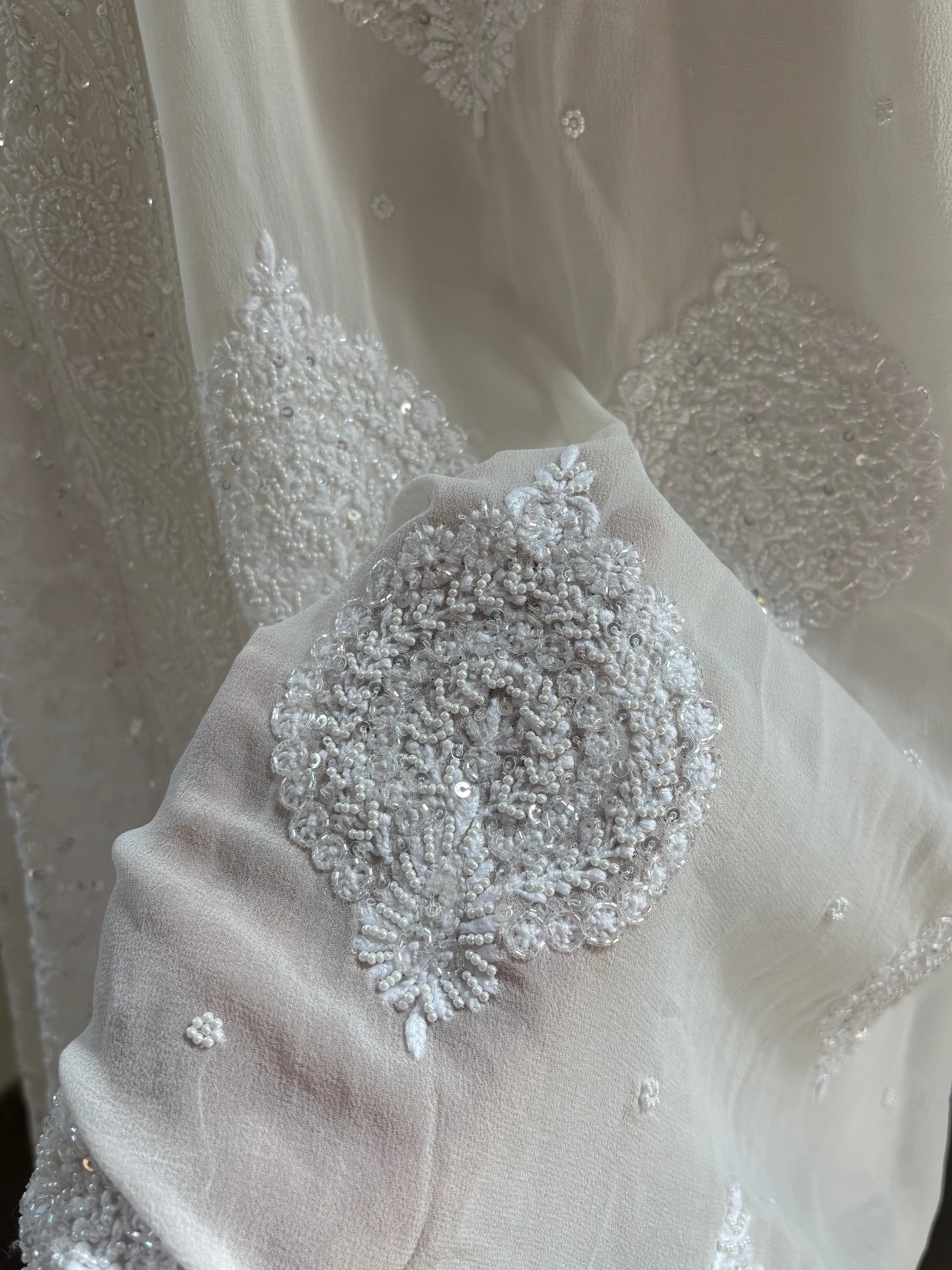 White Georgette Chikankari Kurta set