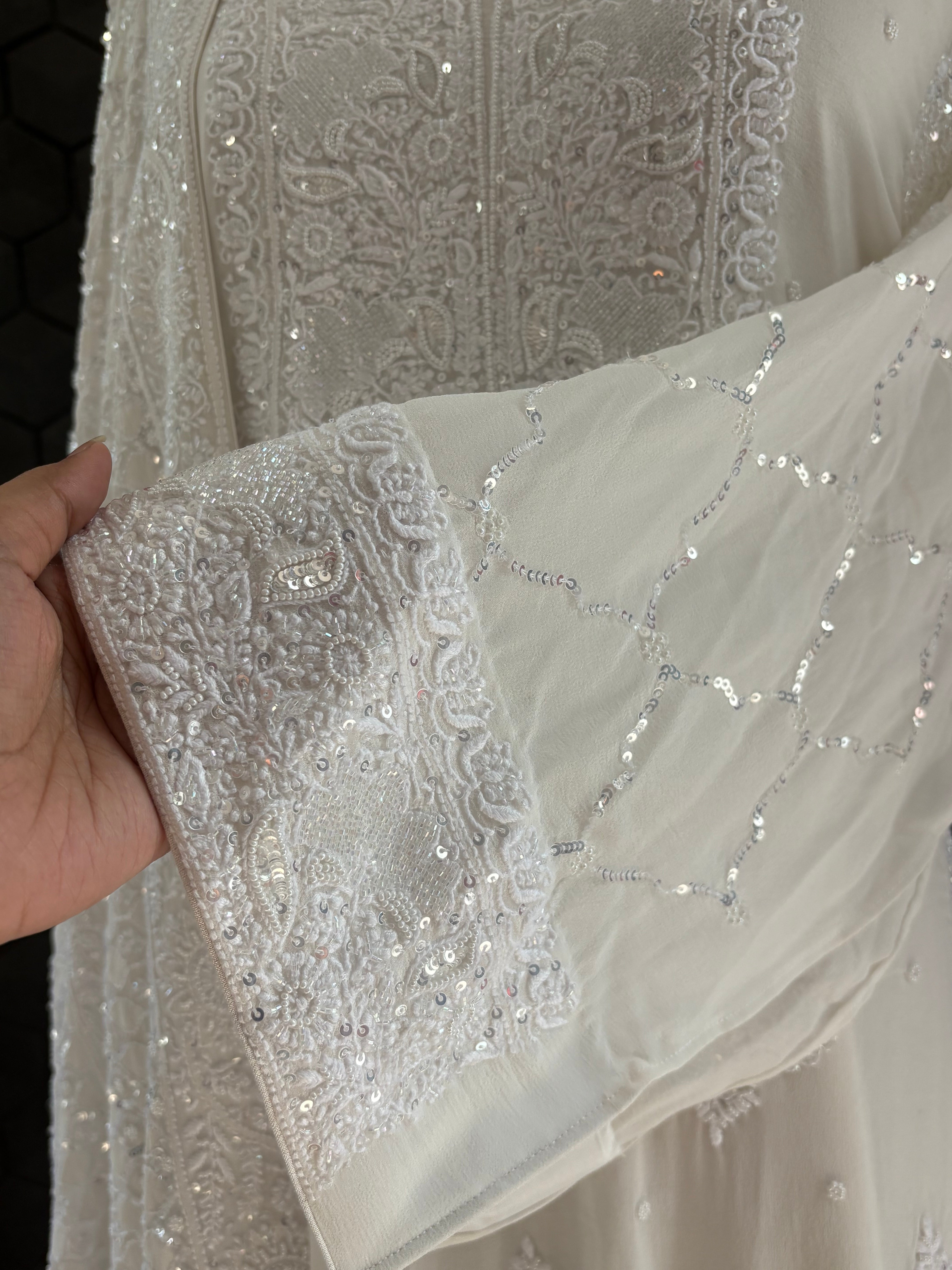White Georgette Chikankari Kurta set