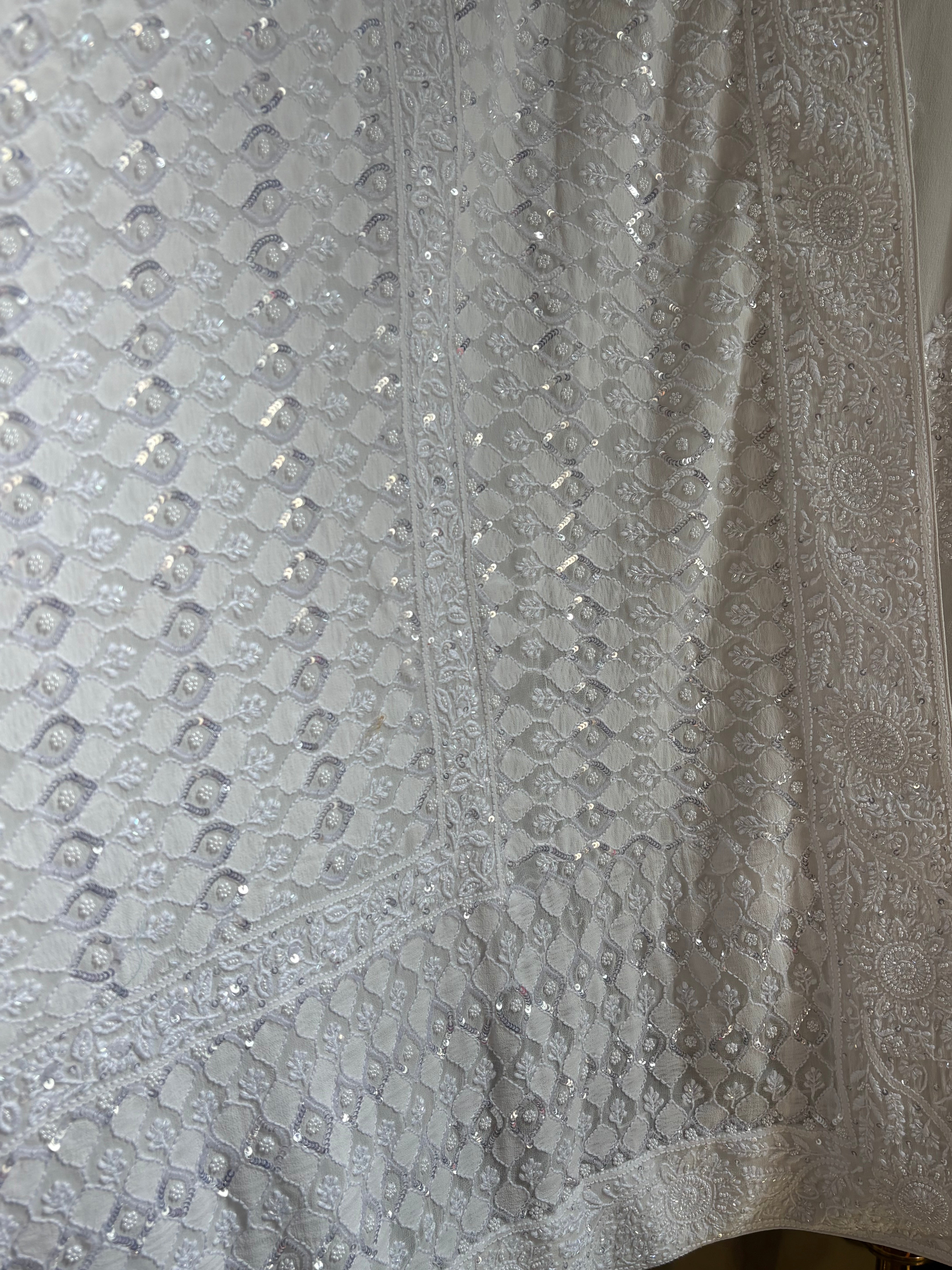 White Georgette Chikankari Kurta set