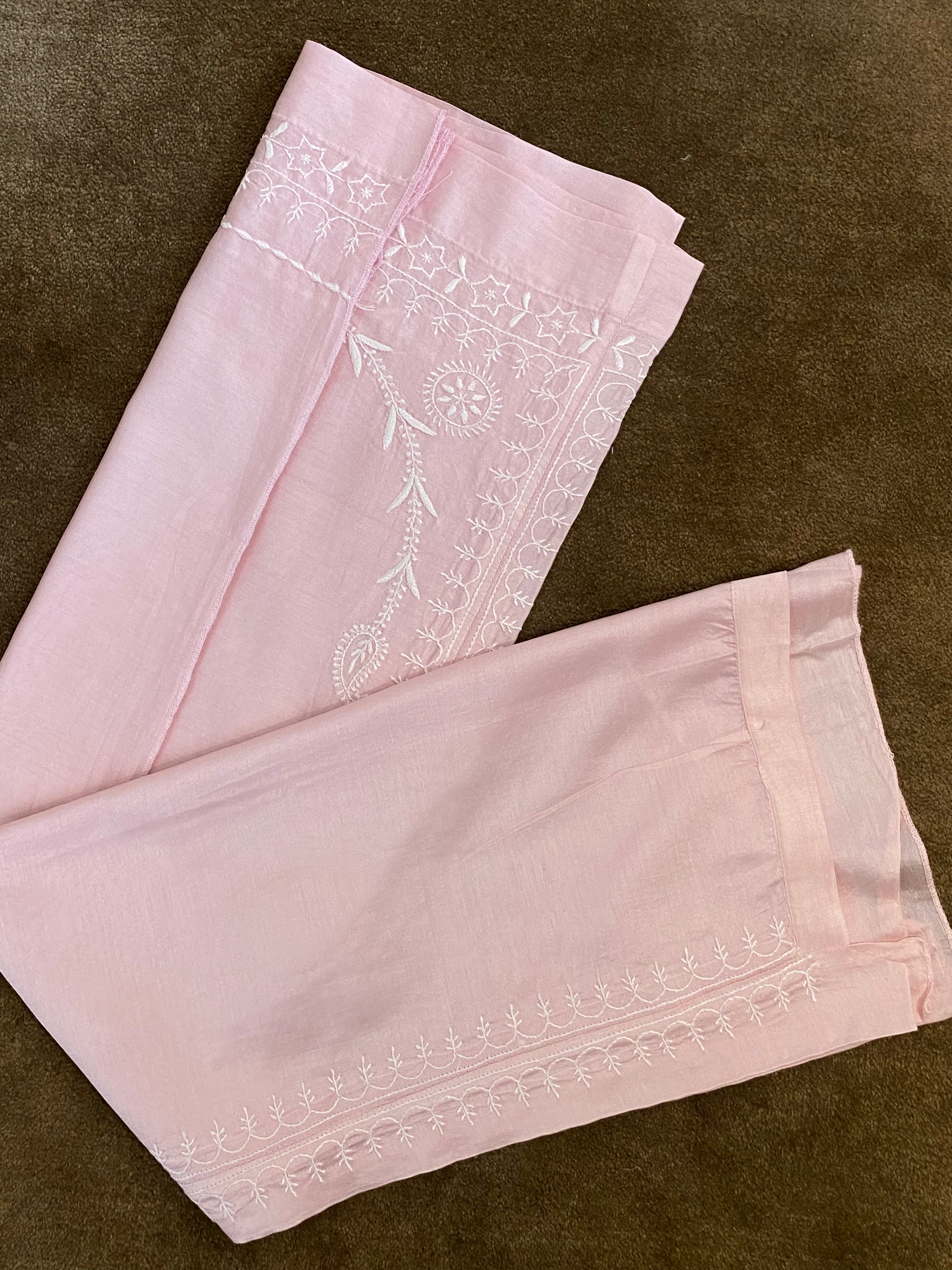 Pink chanderi Chikankari Co-ord Set