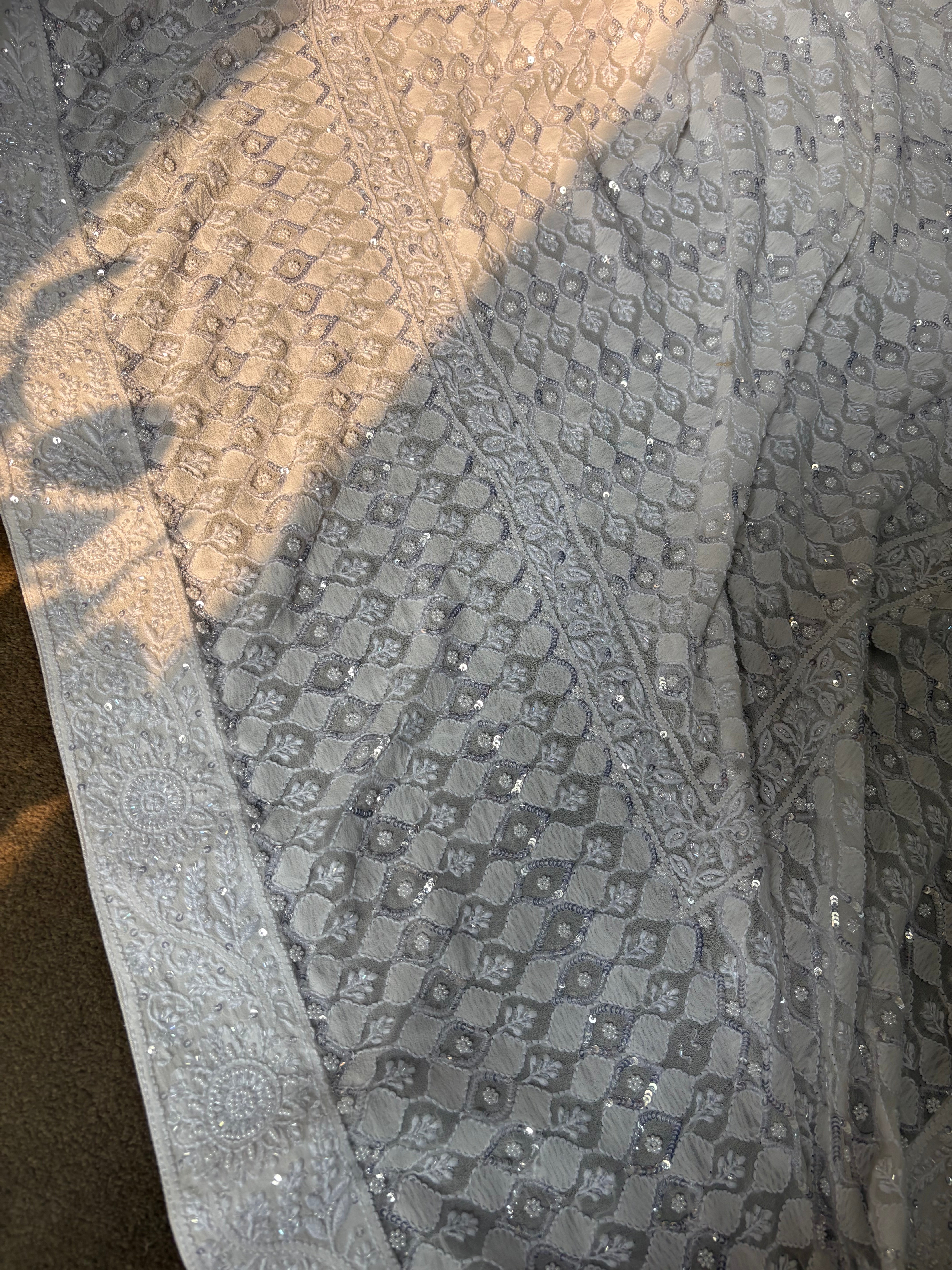 White Georgette Chikankari Kurta set