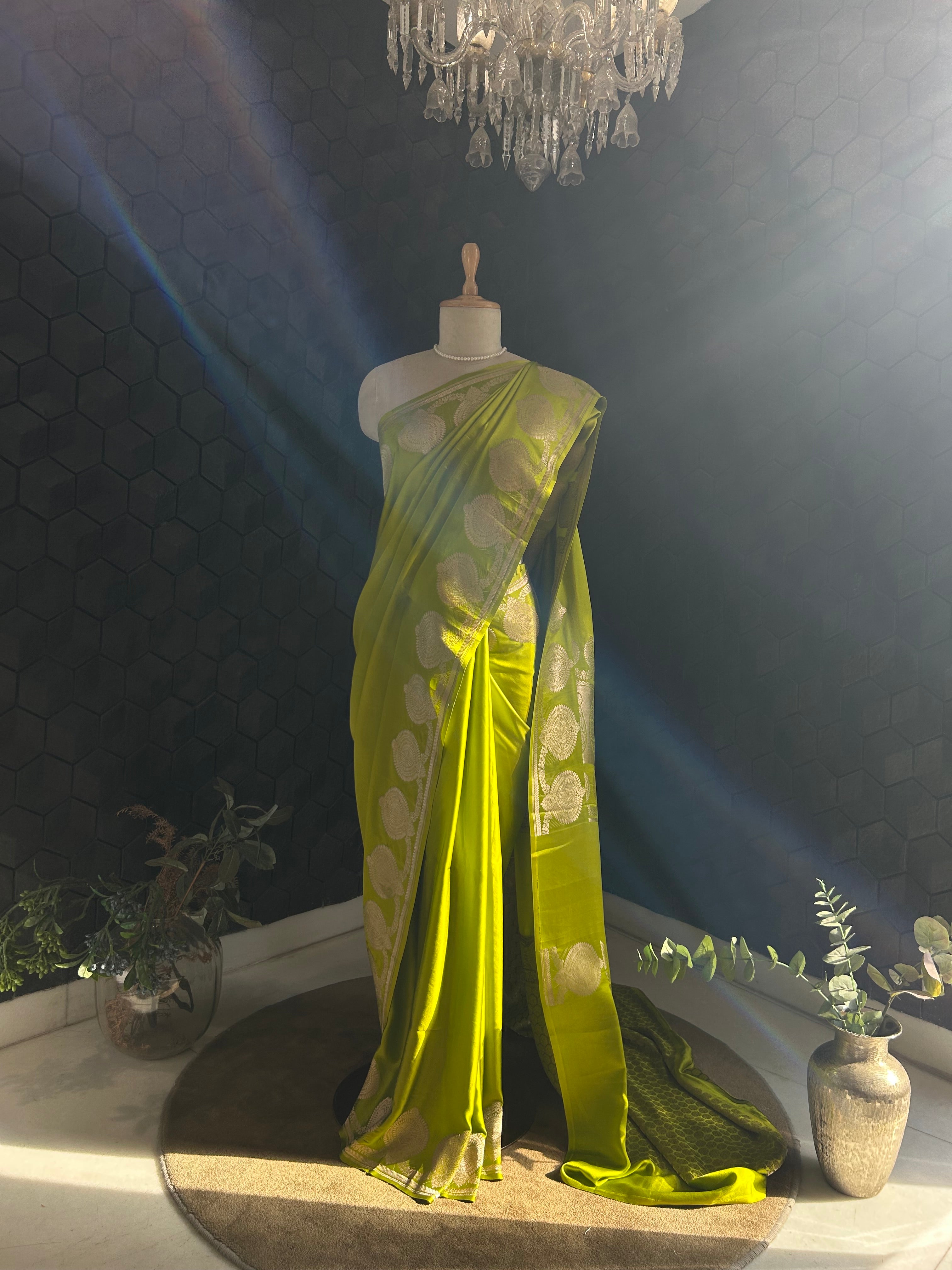 Lime Green Saree