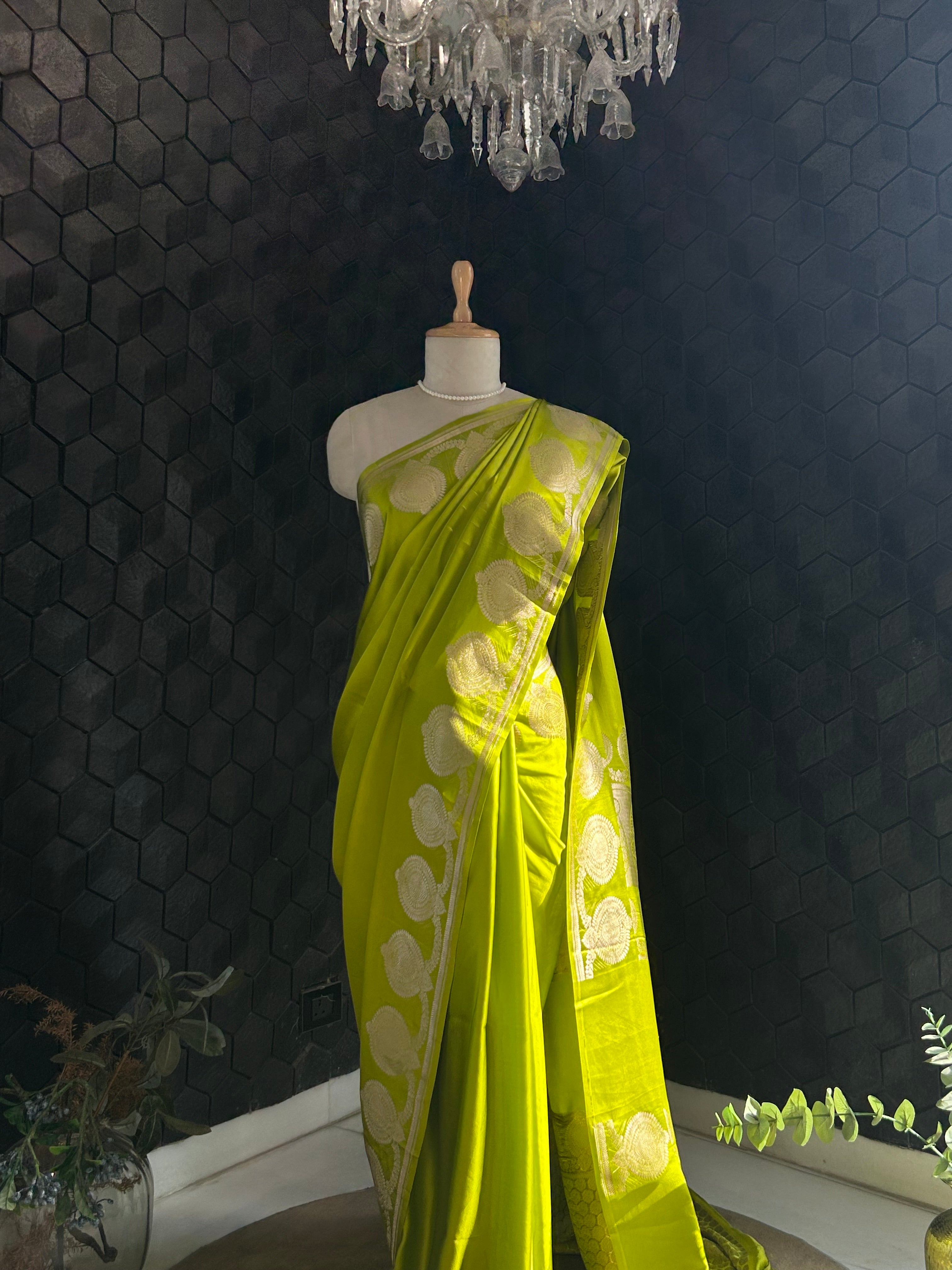 Lime Green Saree