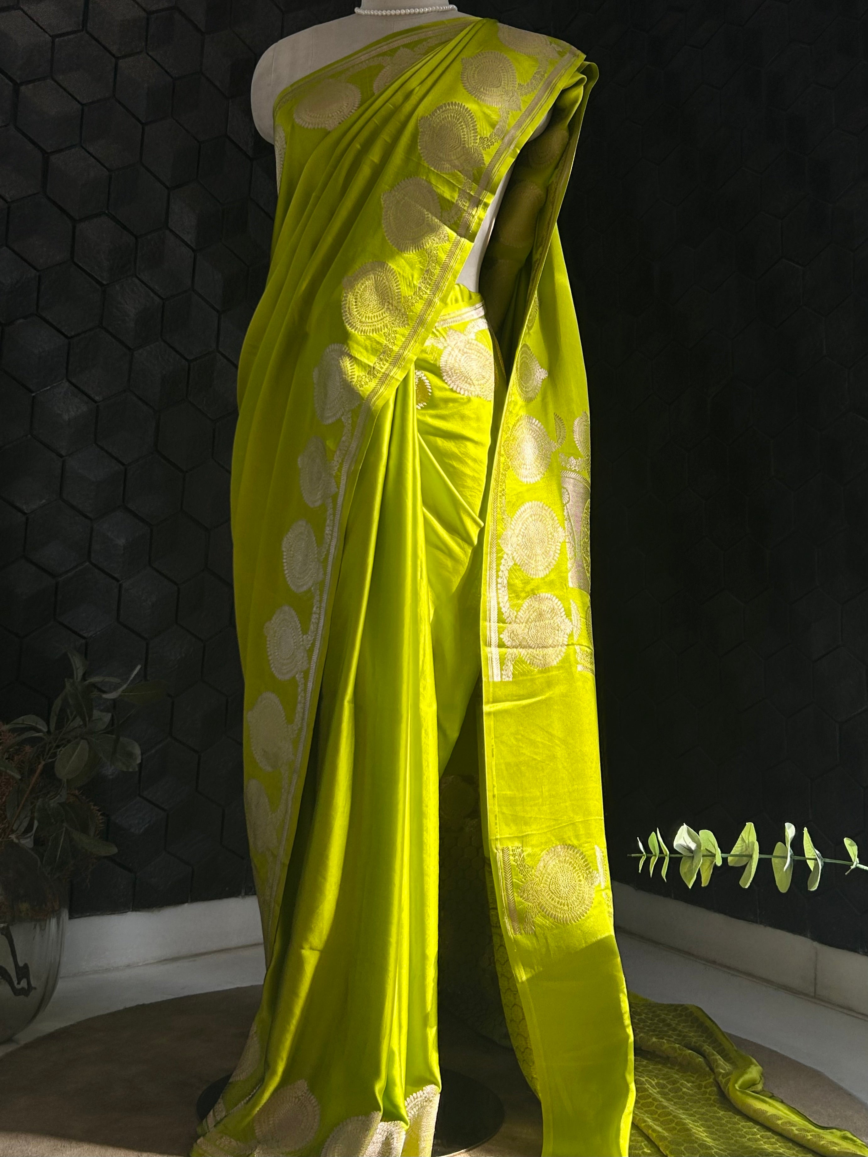 Lime Green Saree