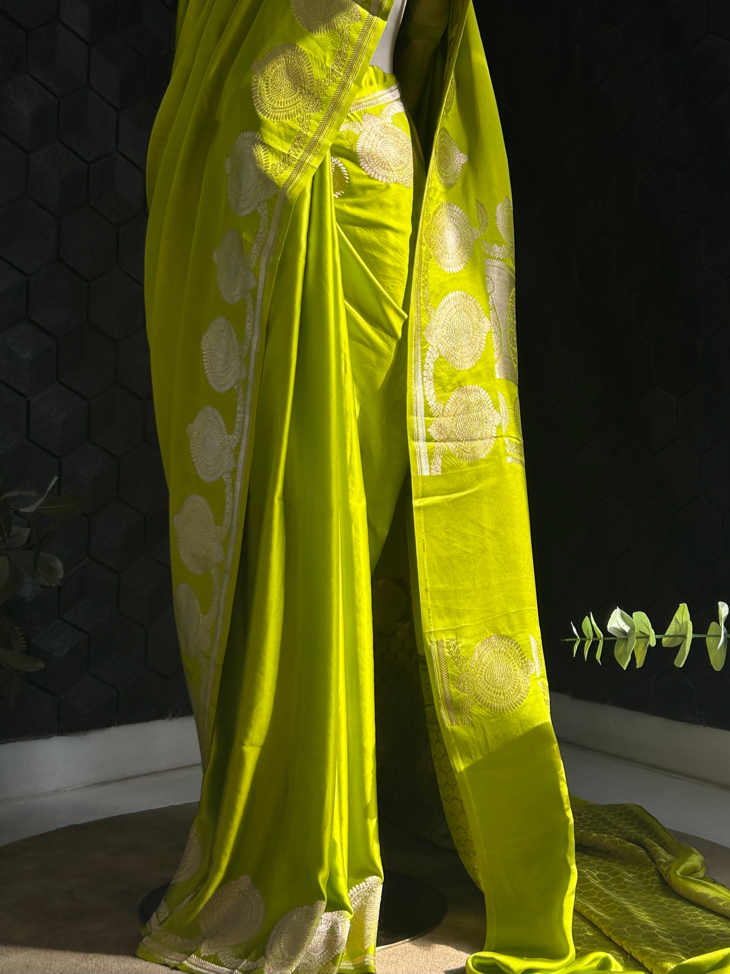 Lime Green Saree