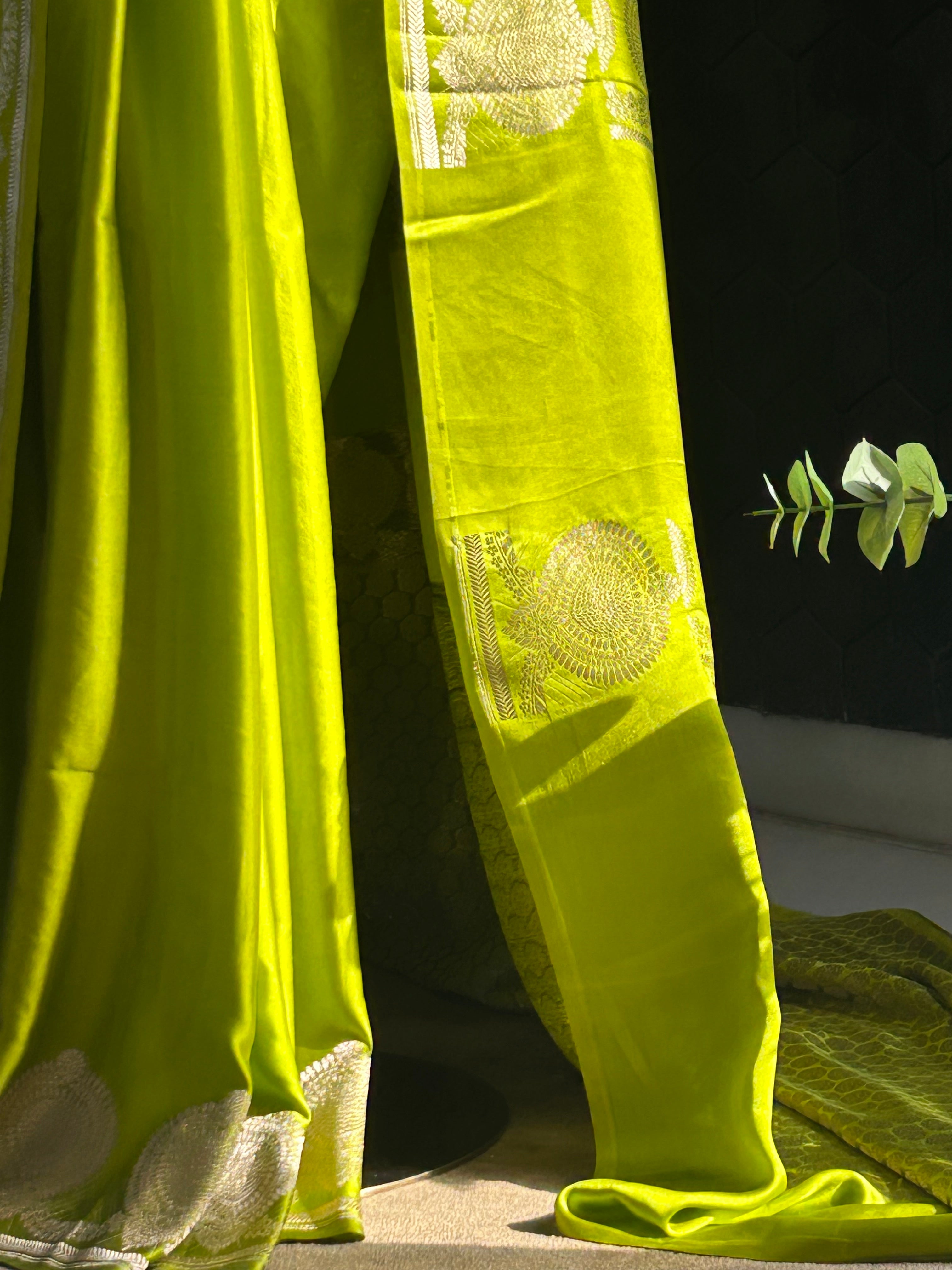 Lime Green Saree