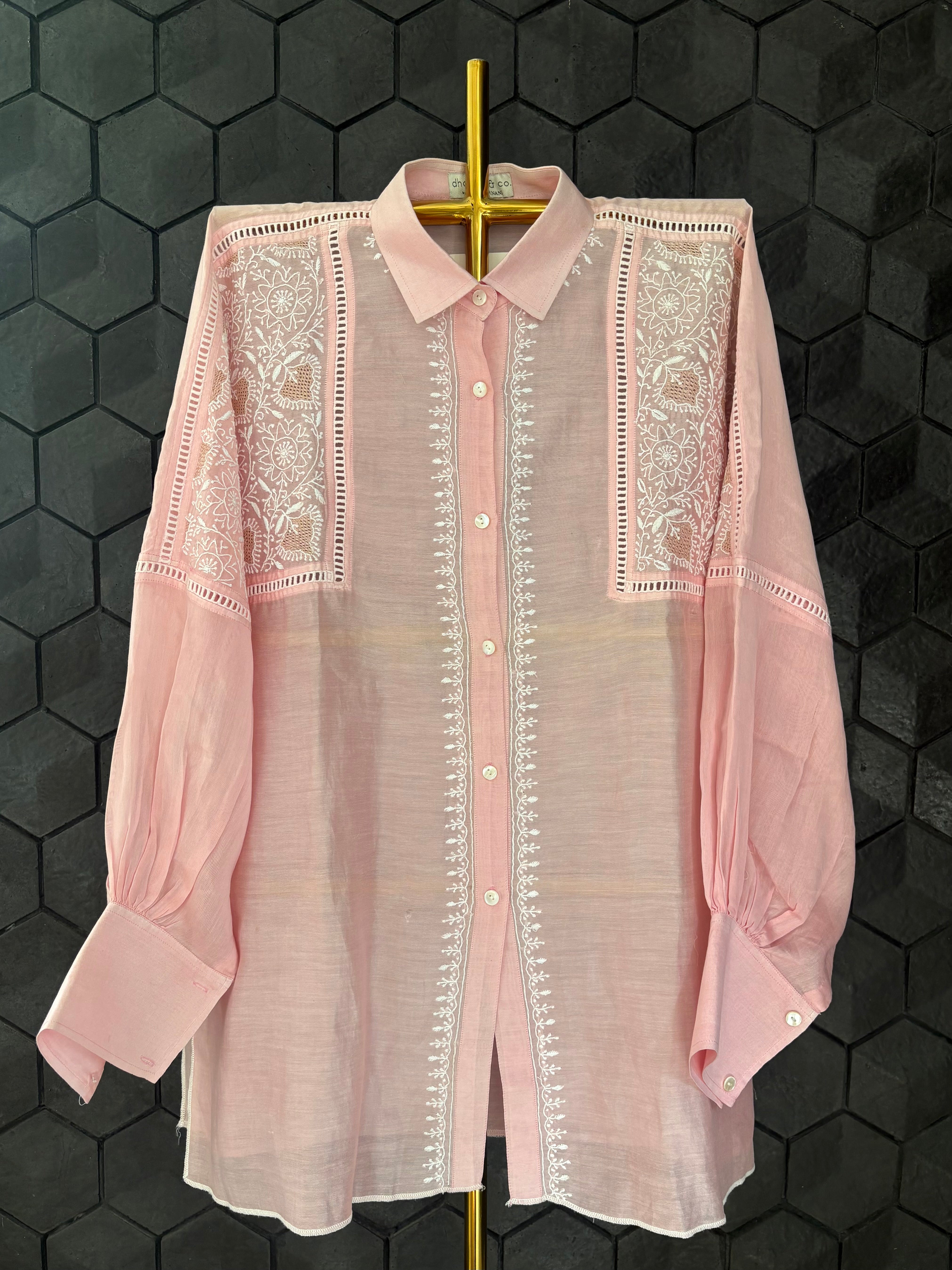 Pink Chikankari Shirt