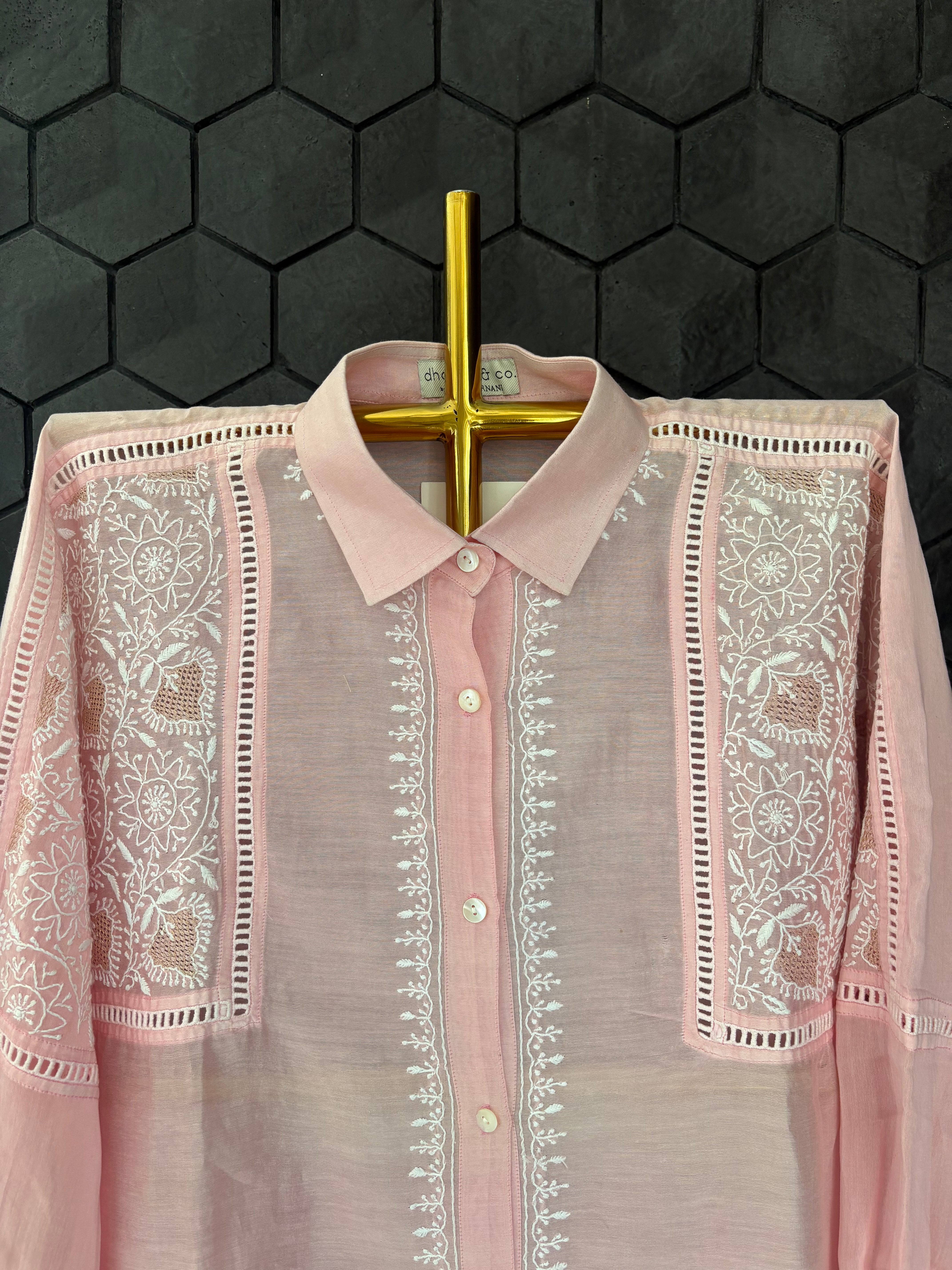 Pink Chikankari Shirt