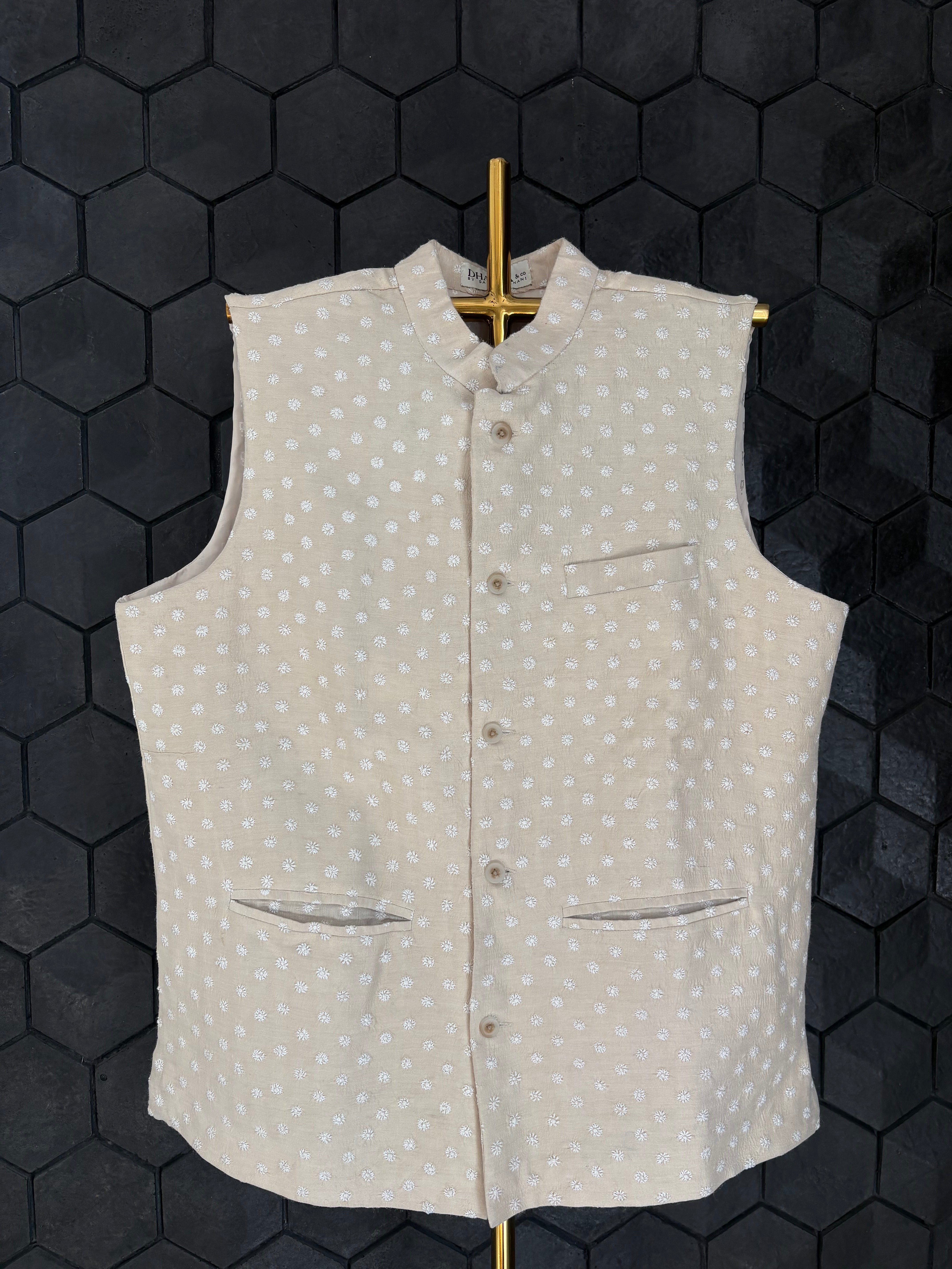 Mens moonga silk chikankari Sadri / Waistcoat