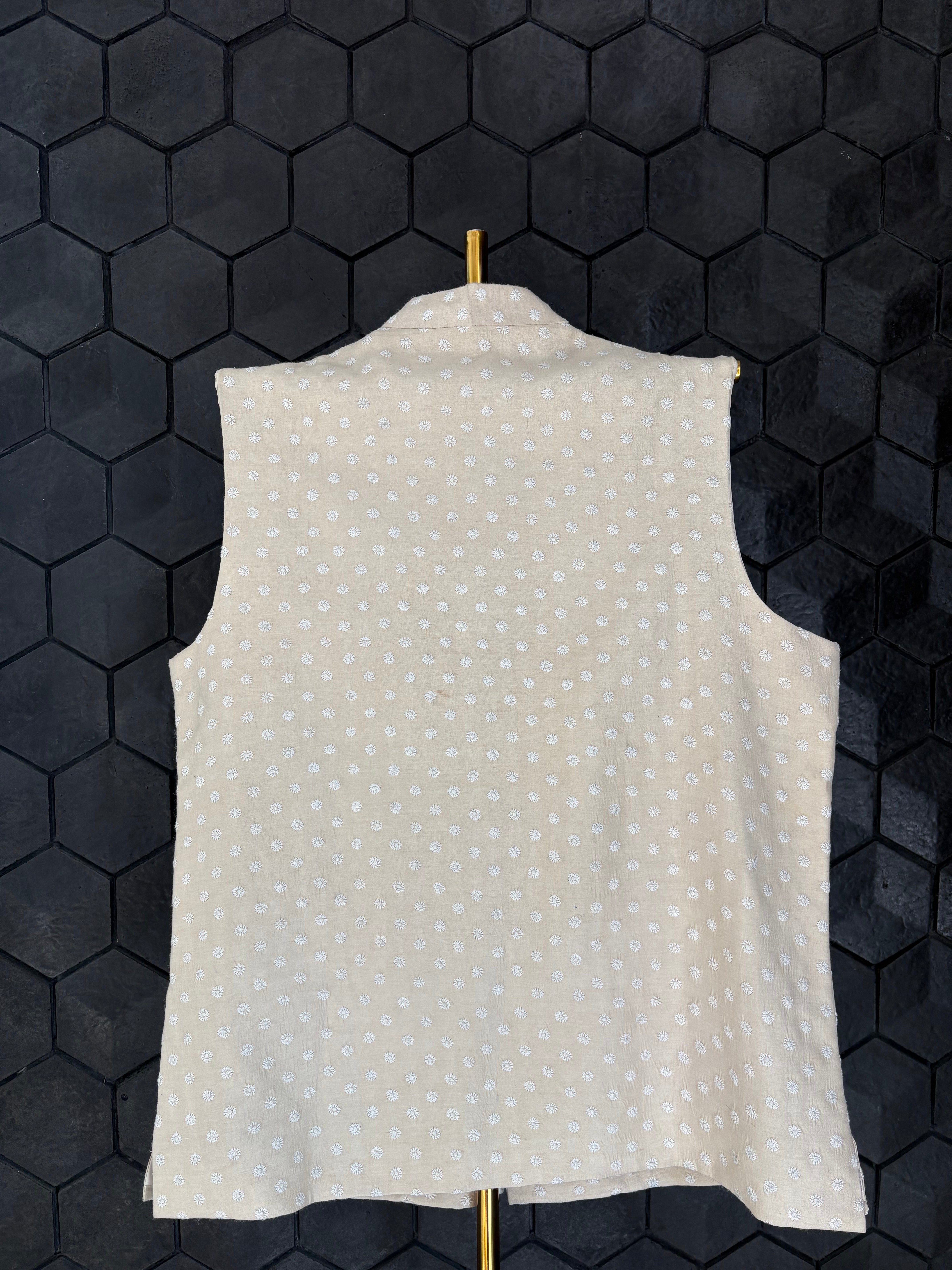 Mens moonga silk chikankari Sadri / Waistcoat