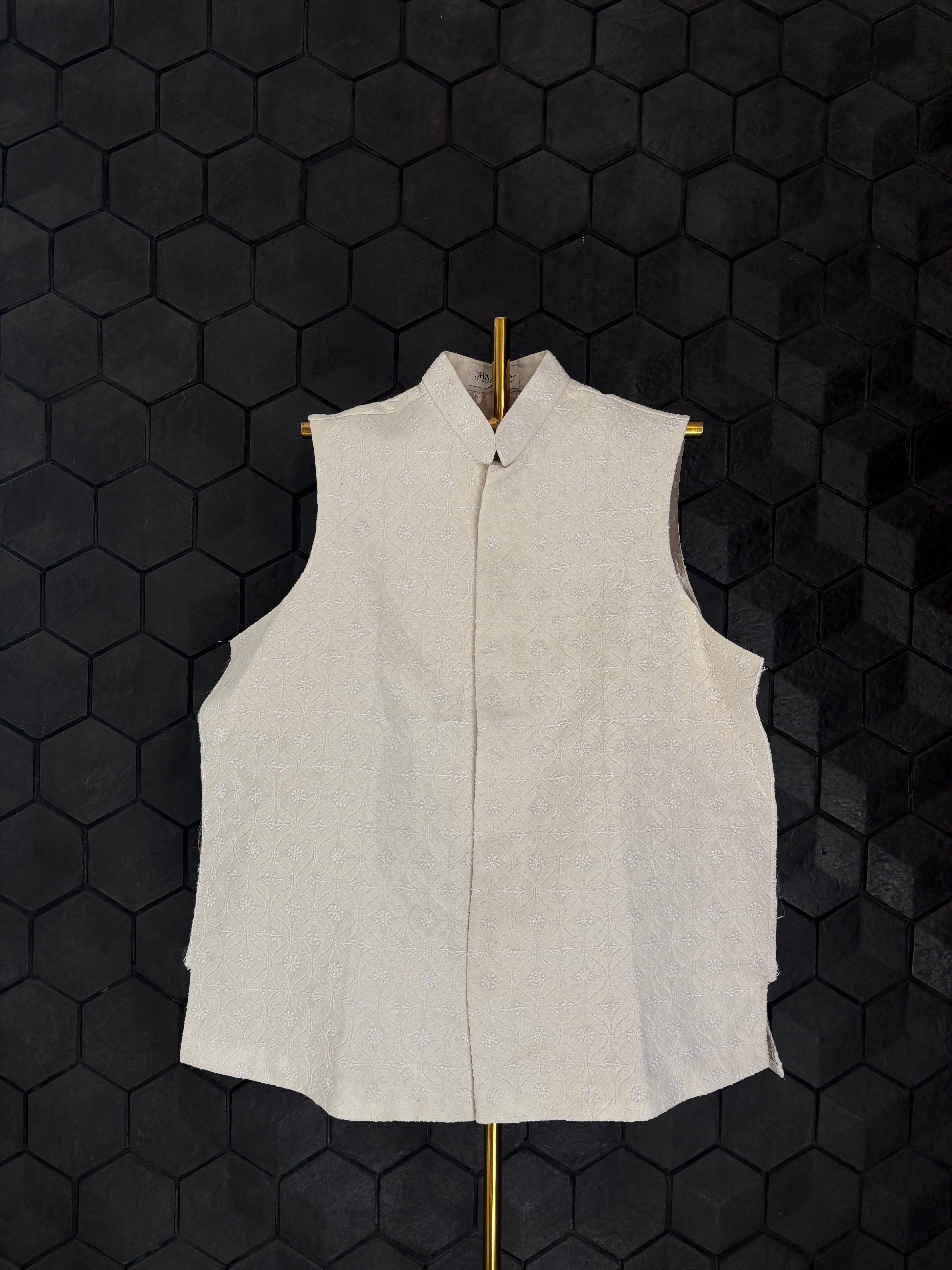 Mens Chanderi chikankari sadri / waistcoat