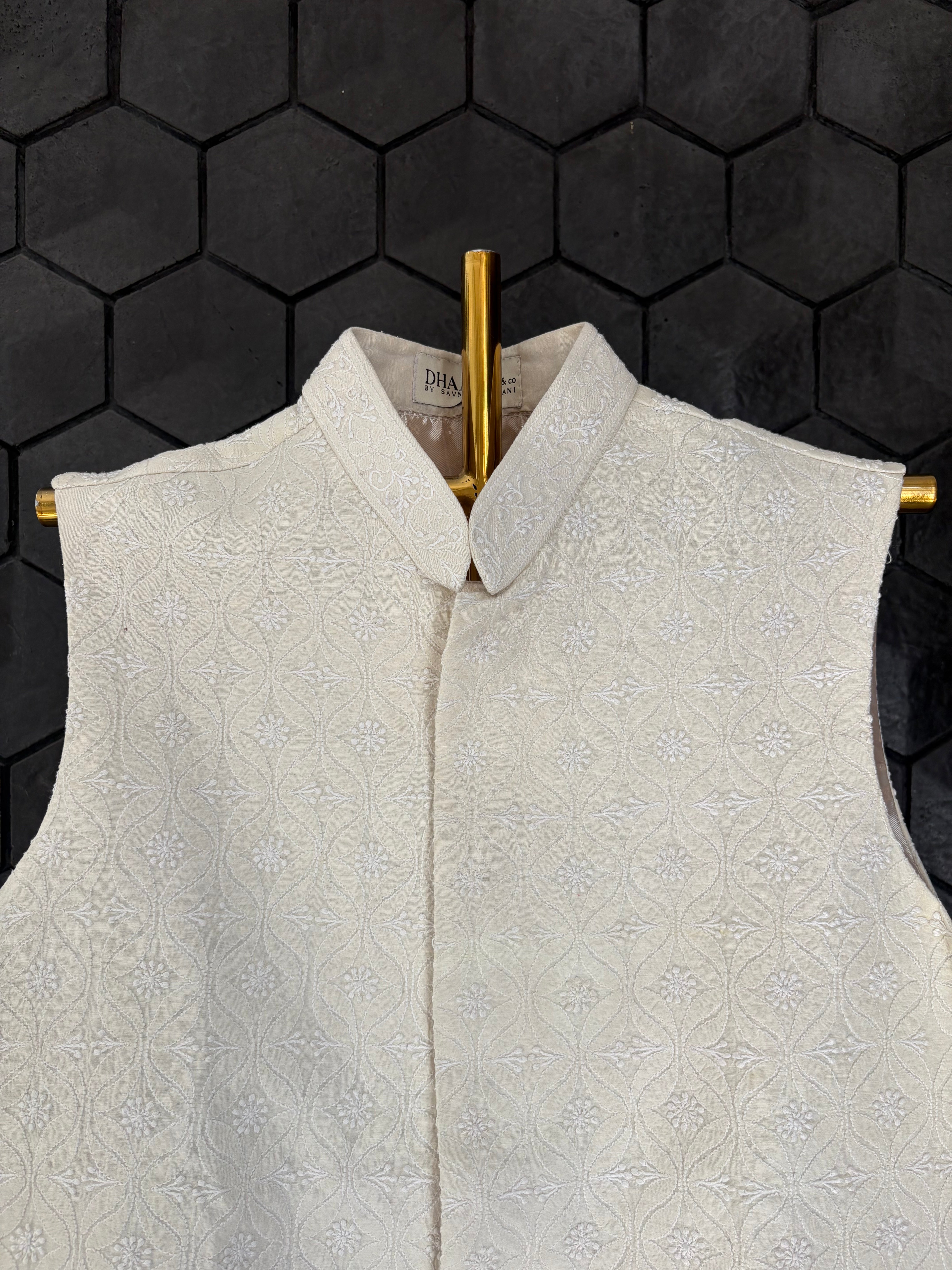 Mens Chanderi chikankari sadri / waistcoat