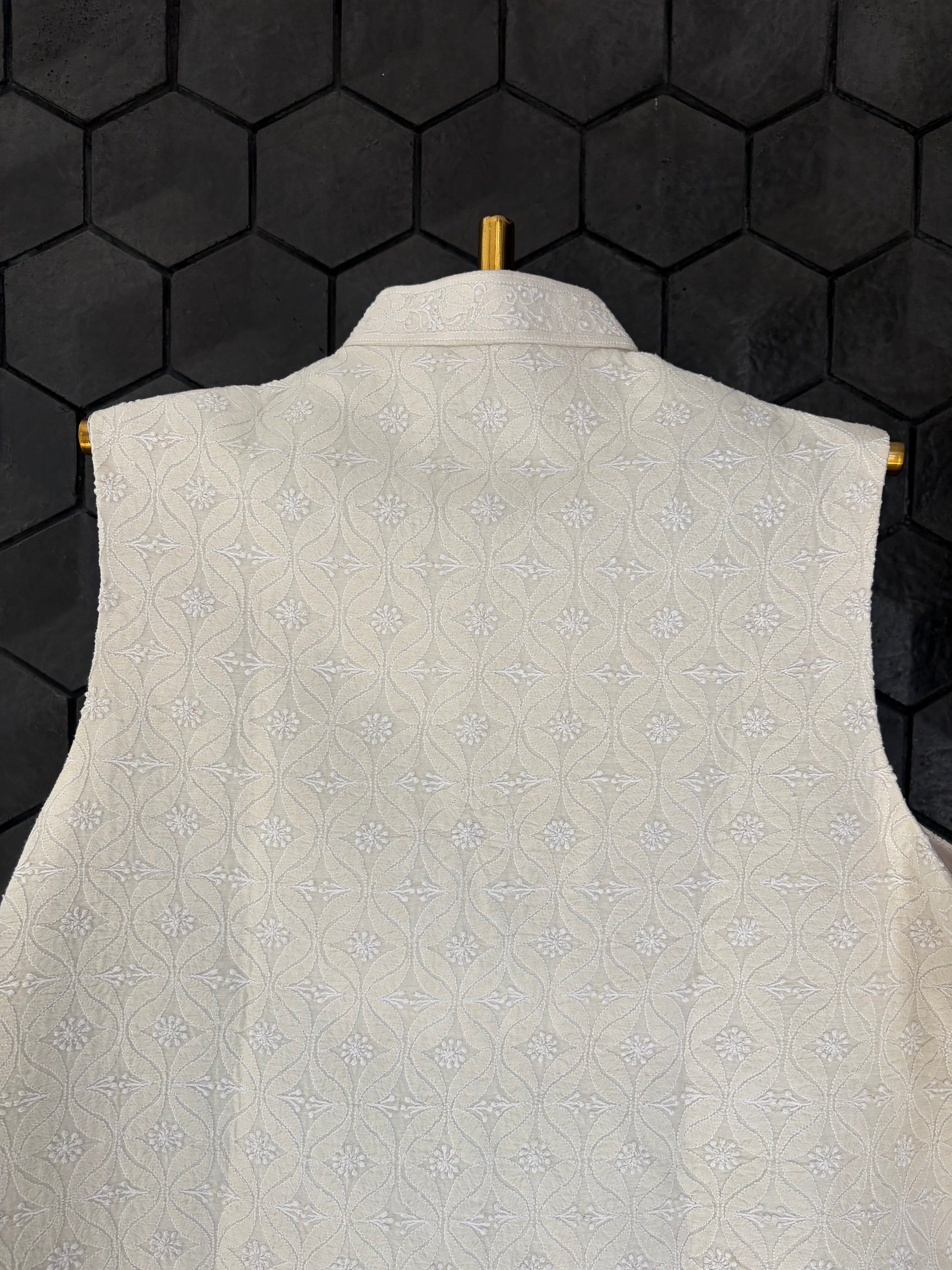 Mens Chanderi chikankari sadri / waistcoat