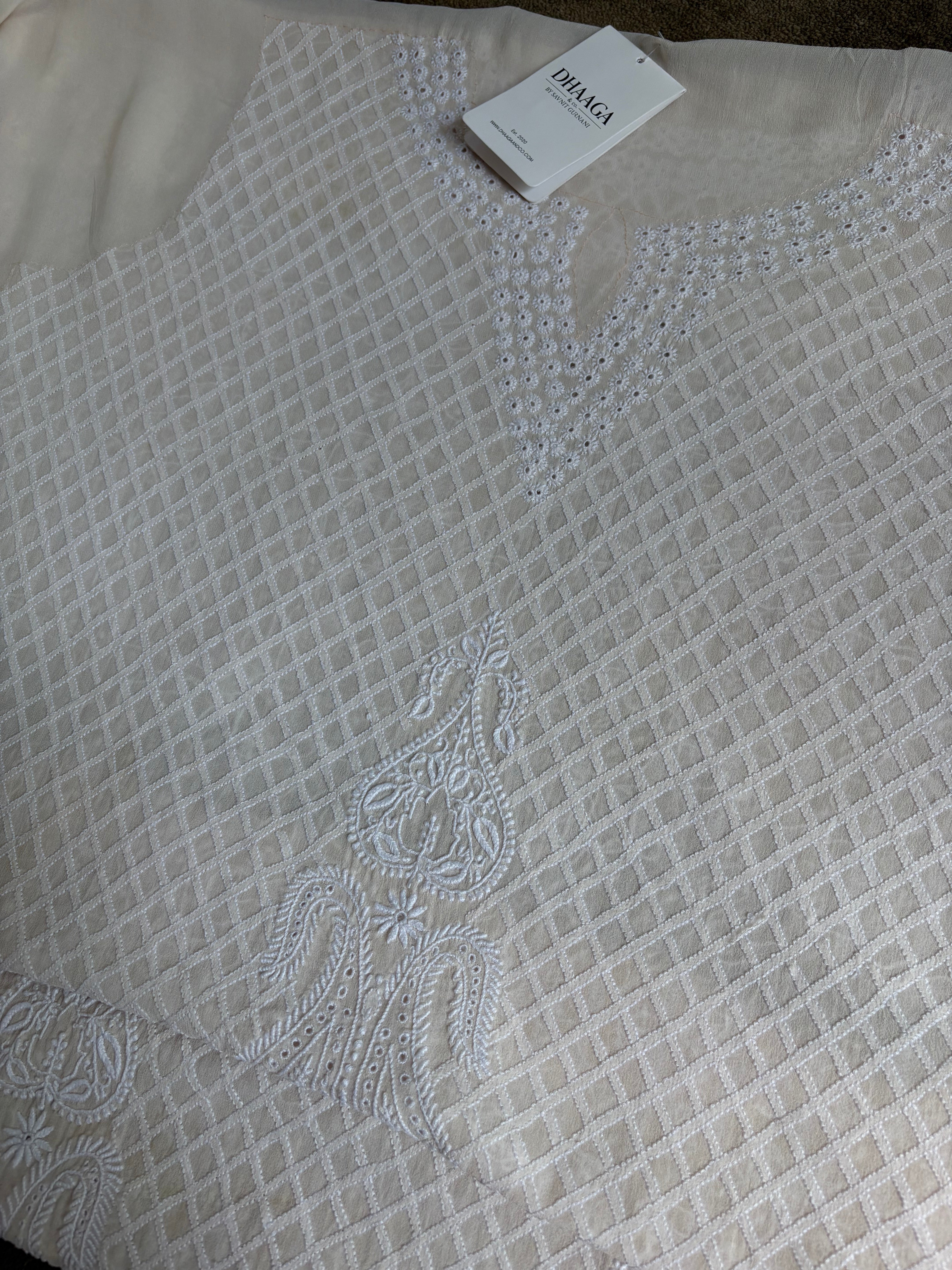 Beige Georgette Chikankari Sharara Set