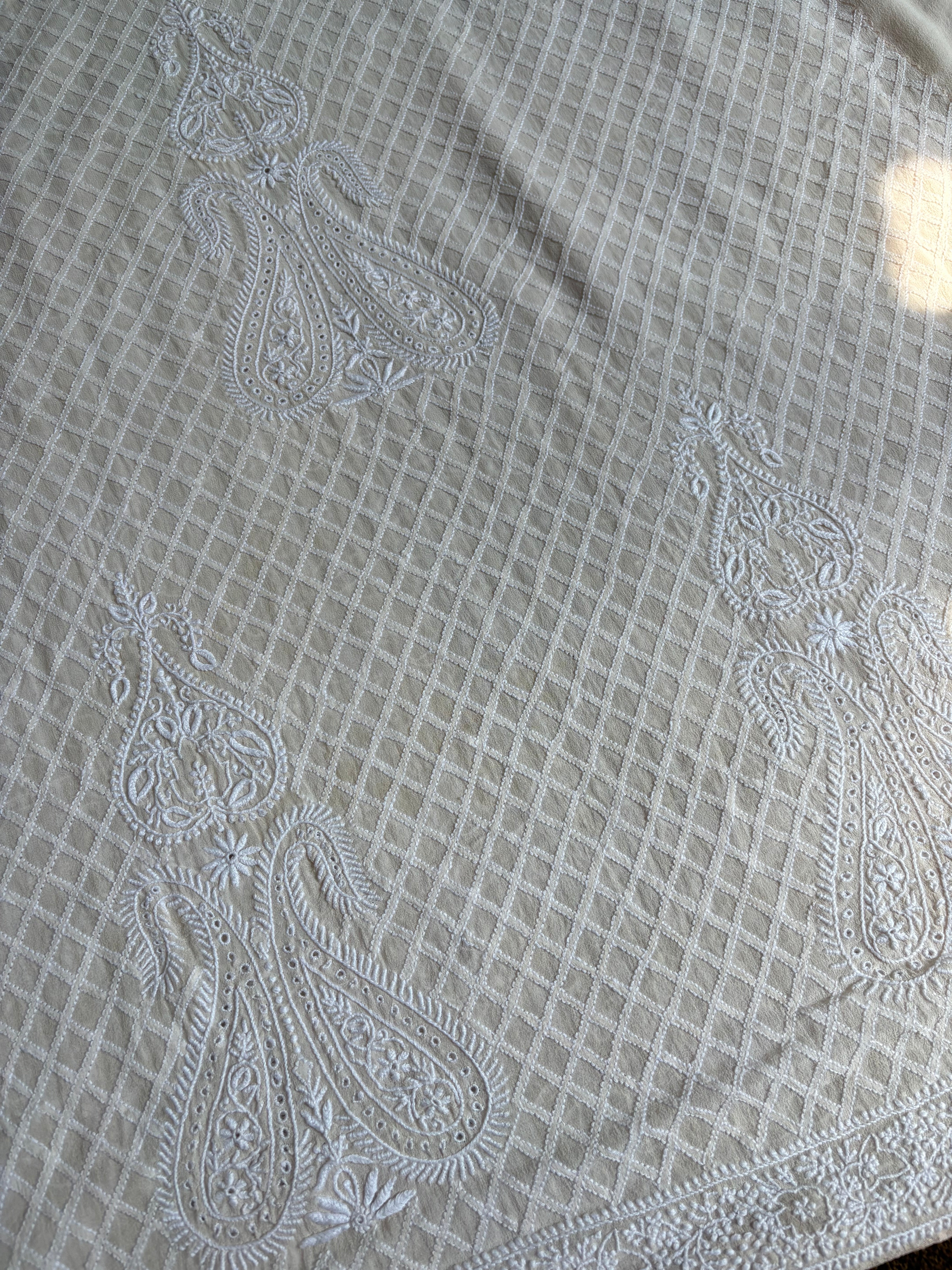 Beige Georgette Chikankari Sharara Set
